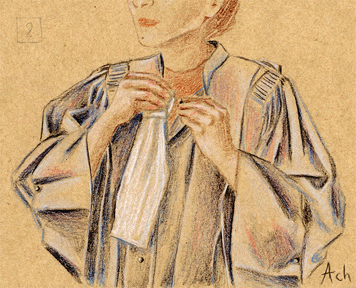 Étude de couleurs, drapés – 23 planches – crayons de couleurs sur papier coloré © Nastassia Ach