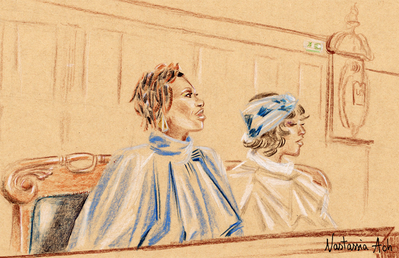 5 mars 2026 – Paris Fashion Week – Palais de Justice de Paris – Rokhaya Diallo et Galié, au procès-défilé du créateur Mossi Traoré © Nastassia Ach