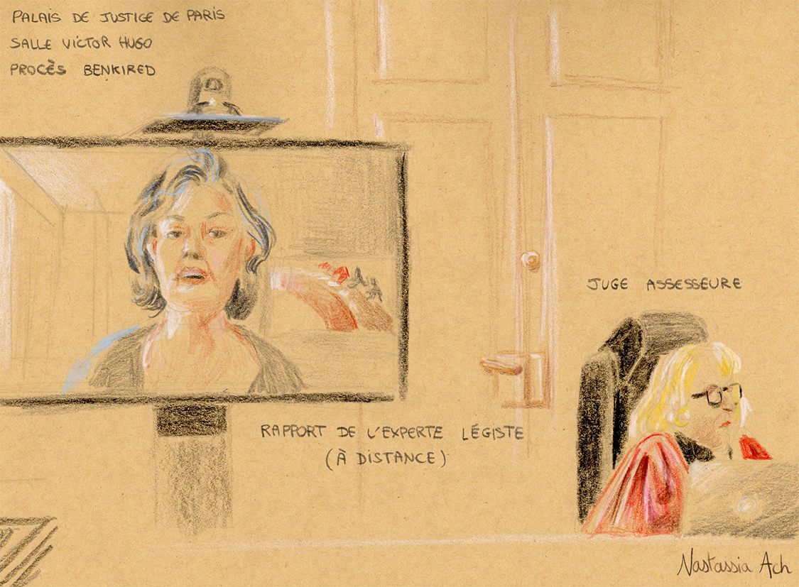 Procès Benkired - Palais de Justice de Paris - octobre 2025 - l'experte légiste présente son rapport (à distance)