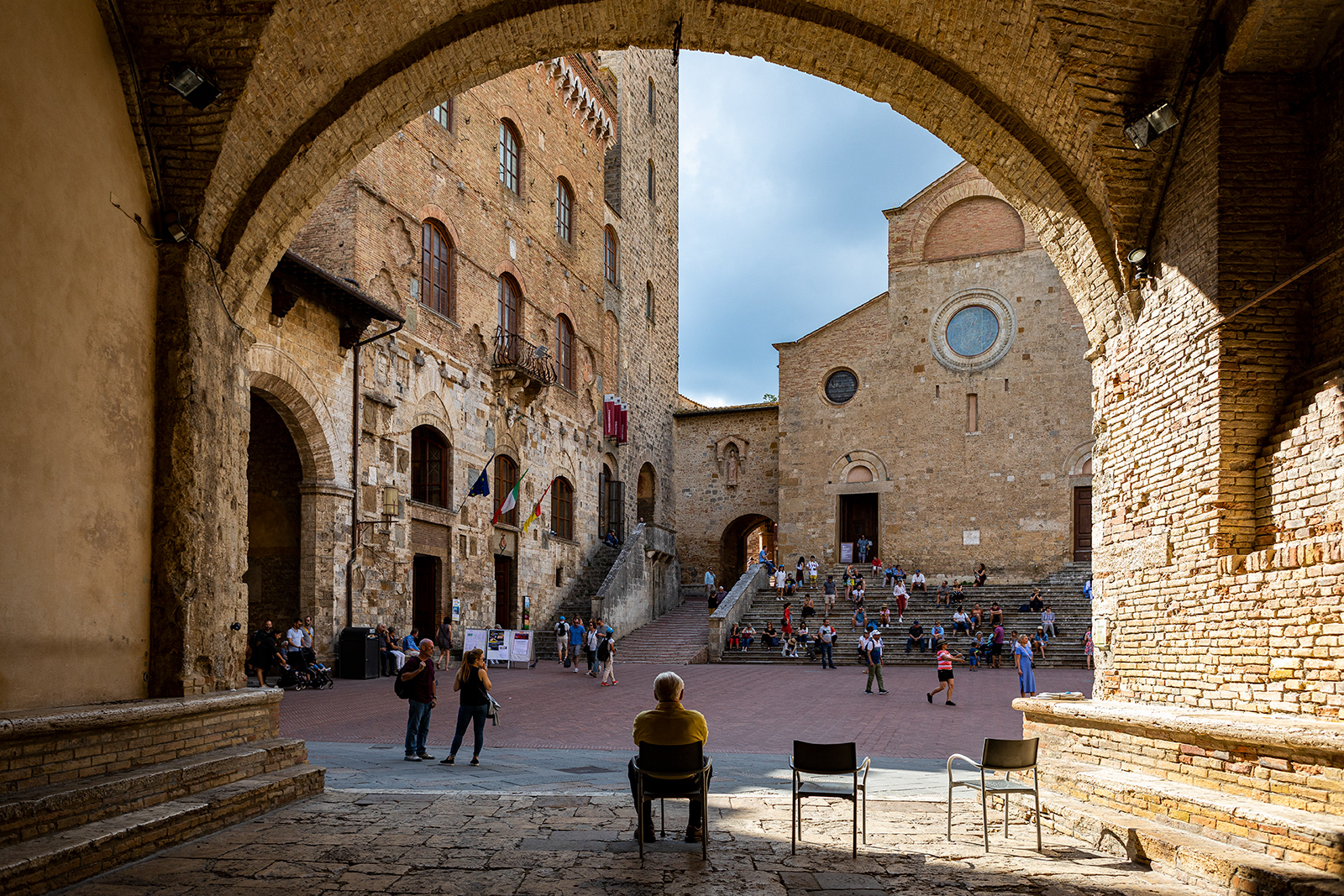 Man in door opening, San Gimignano, Italy