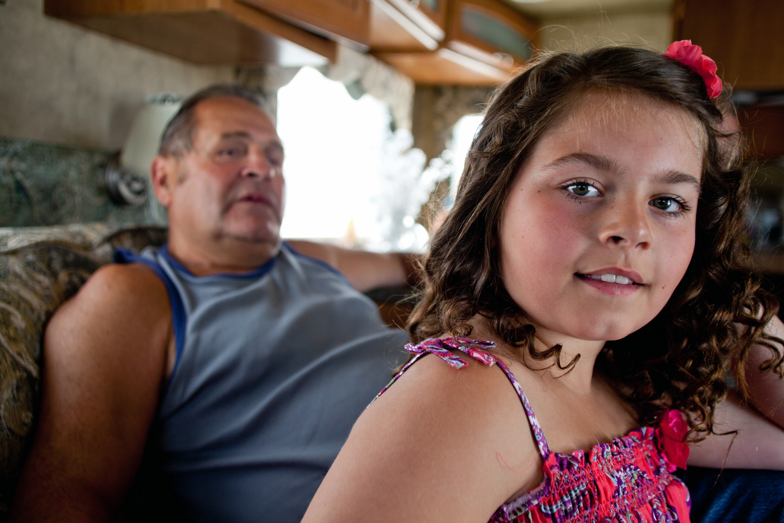 Father and daughter travellers, Epsom Derby, London, England, UK