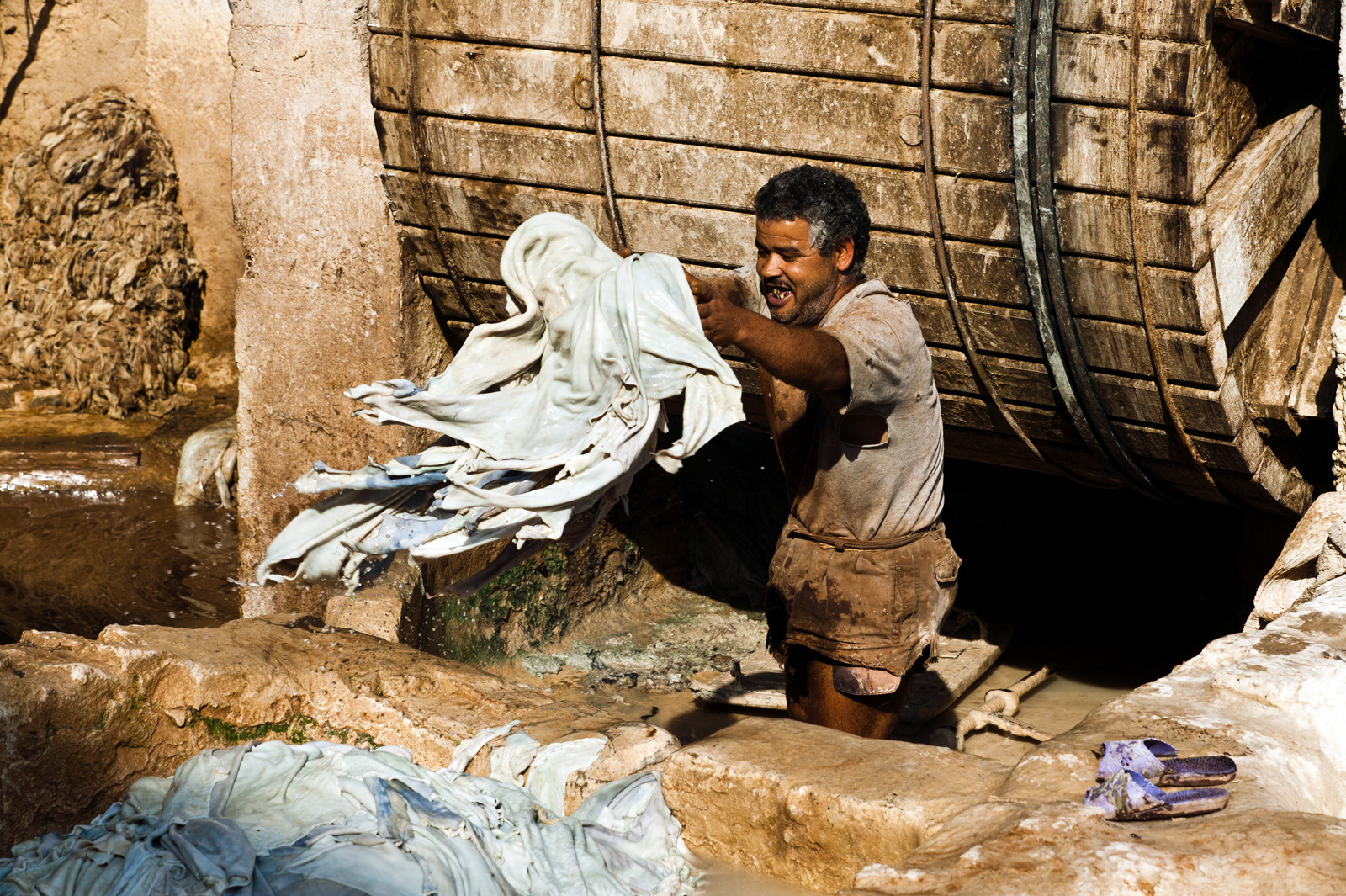 Working in the old tannery, Fez, Morocco