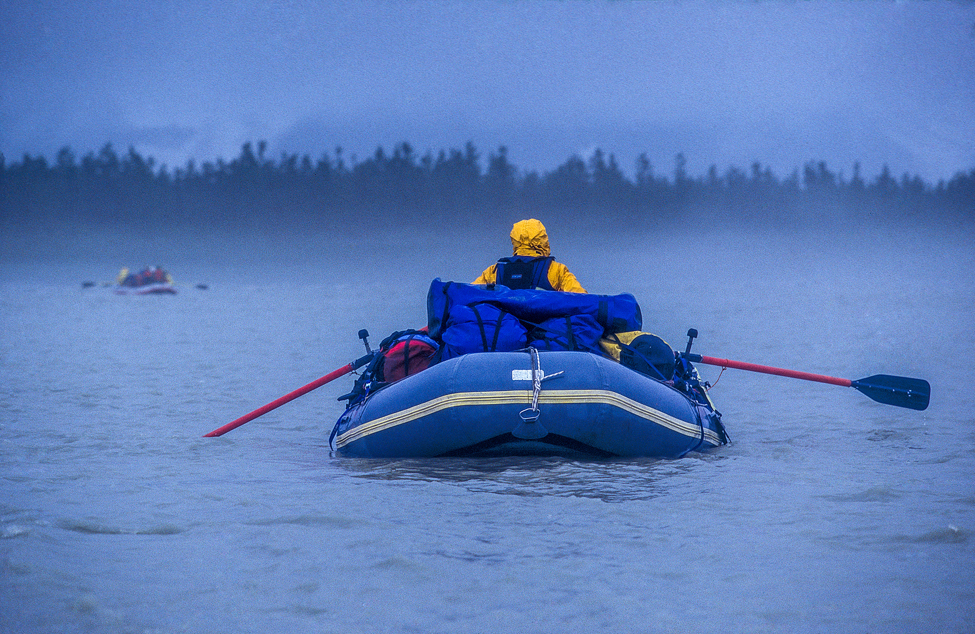 Misty morning on the Tatshenshini River, Yukon