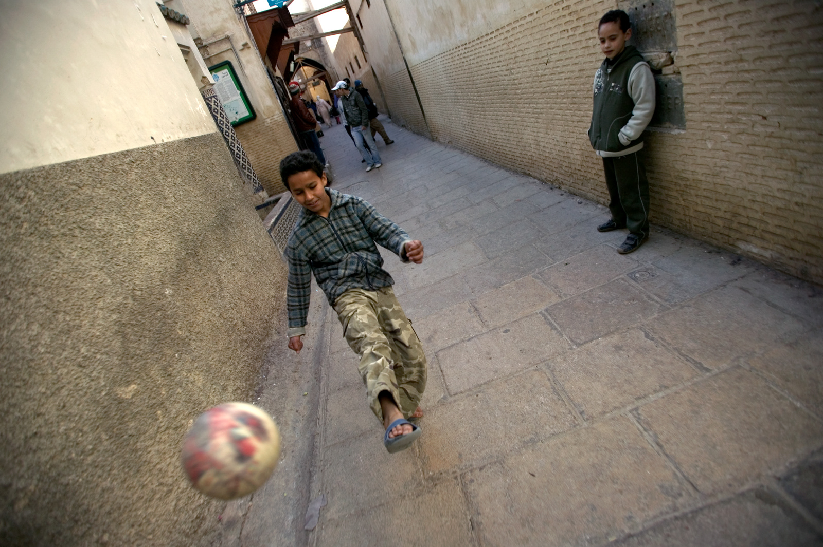 Boys playing football, Fez, Morocco