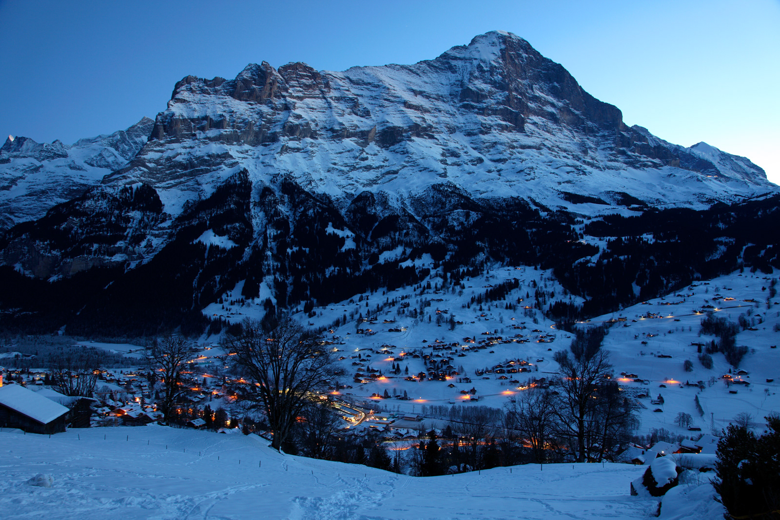 Village of Grindelwald with the Eiger Masif, Bernese Alps, Switzerland