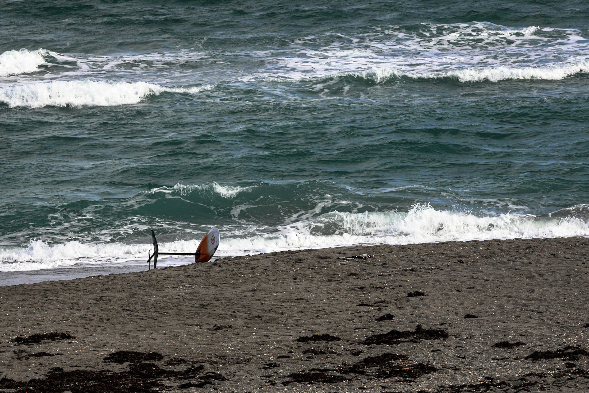 Kite surfing board on the beach.