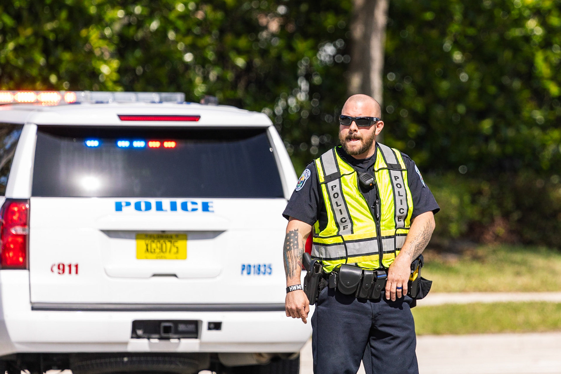 Riviera Beach, Florida. United States, 2-20-20. Police on the scene of a rollover accident.