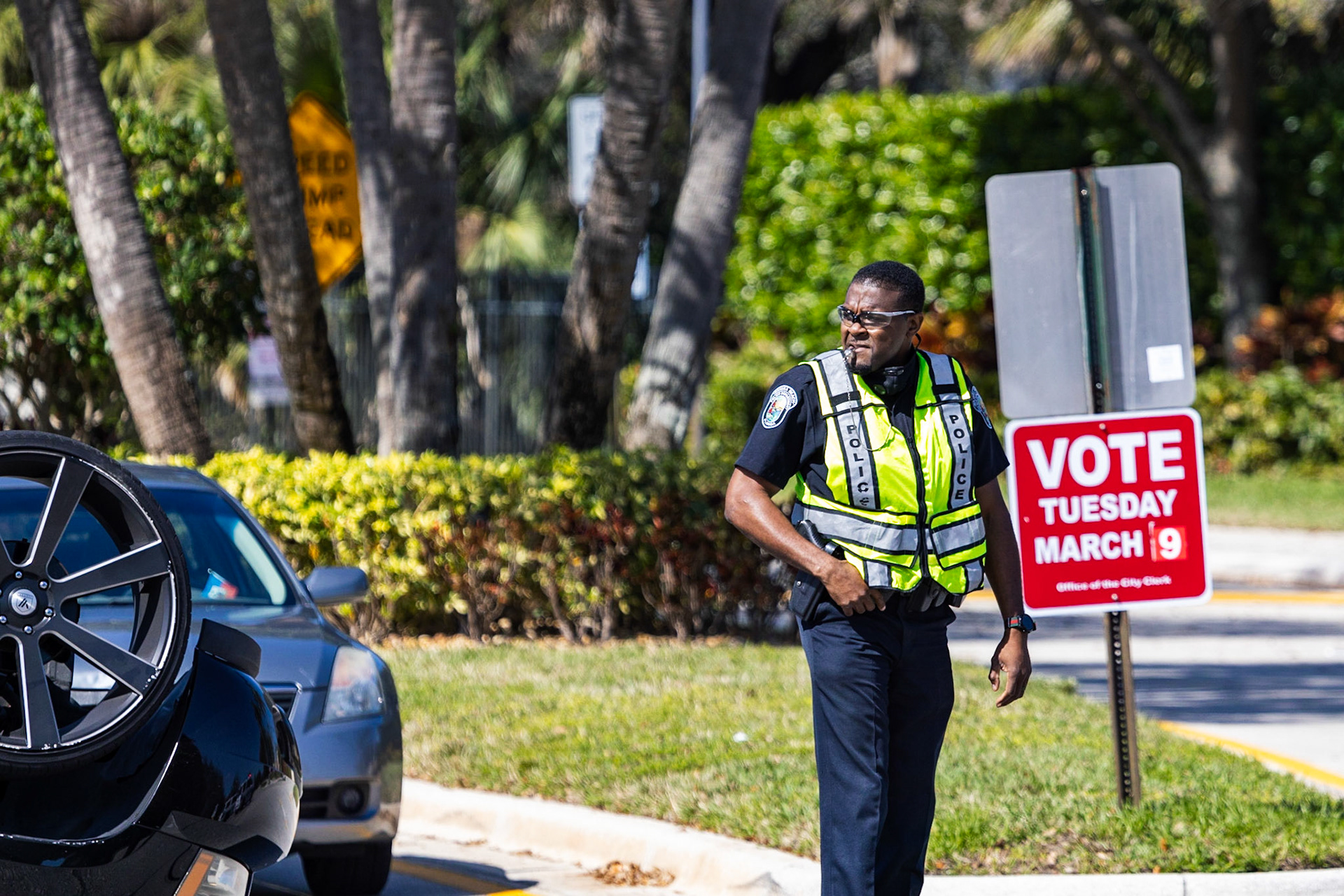 Riviera Beach, Florida. United States, 2-20-20. Police on the scene of a rollover accident.