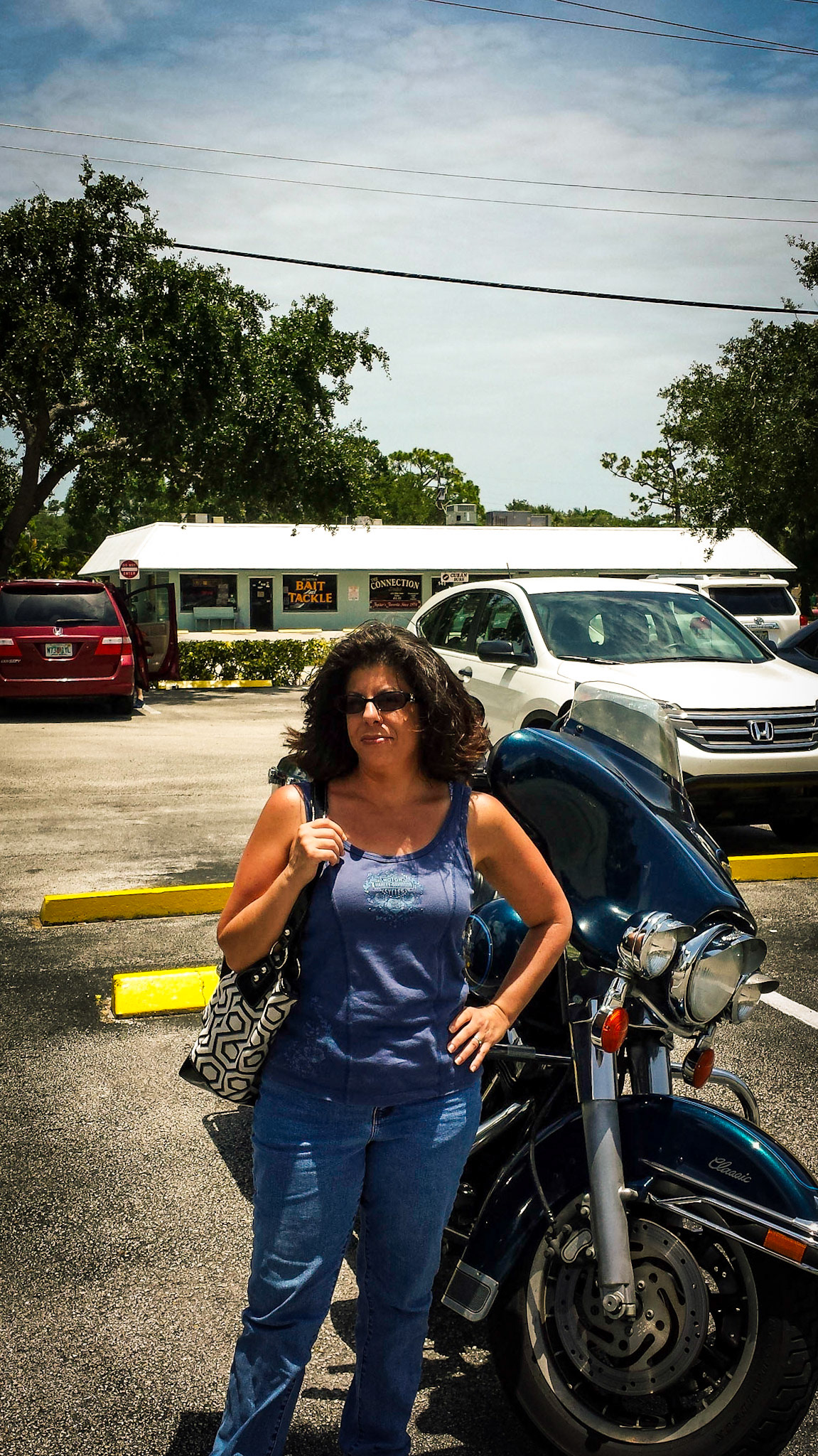 Vicki posing with the bike.