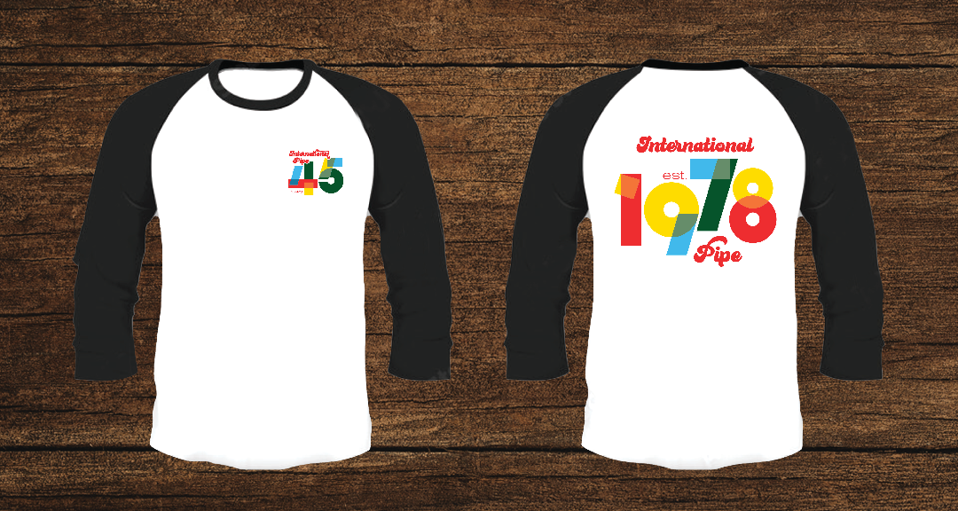 Shirt highlighting and celebrating the 45th Anniversary of International Pipe