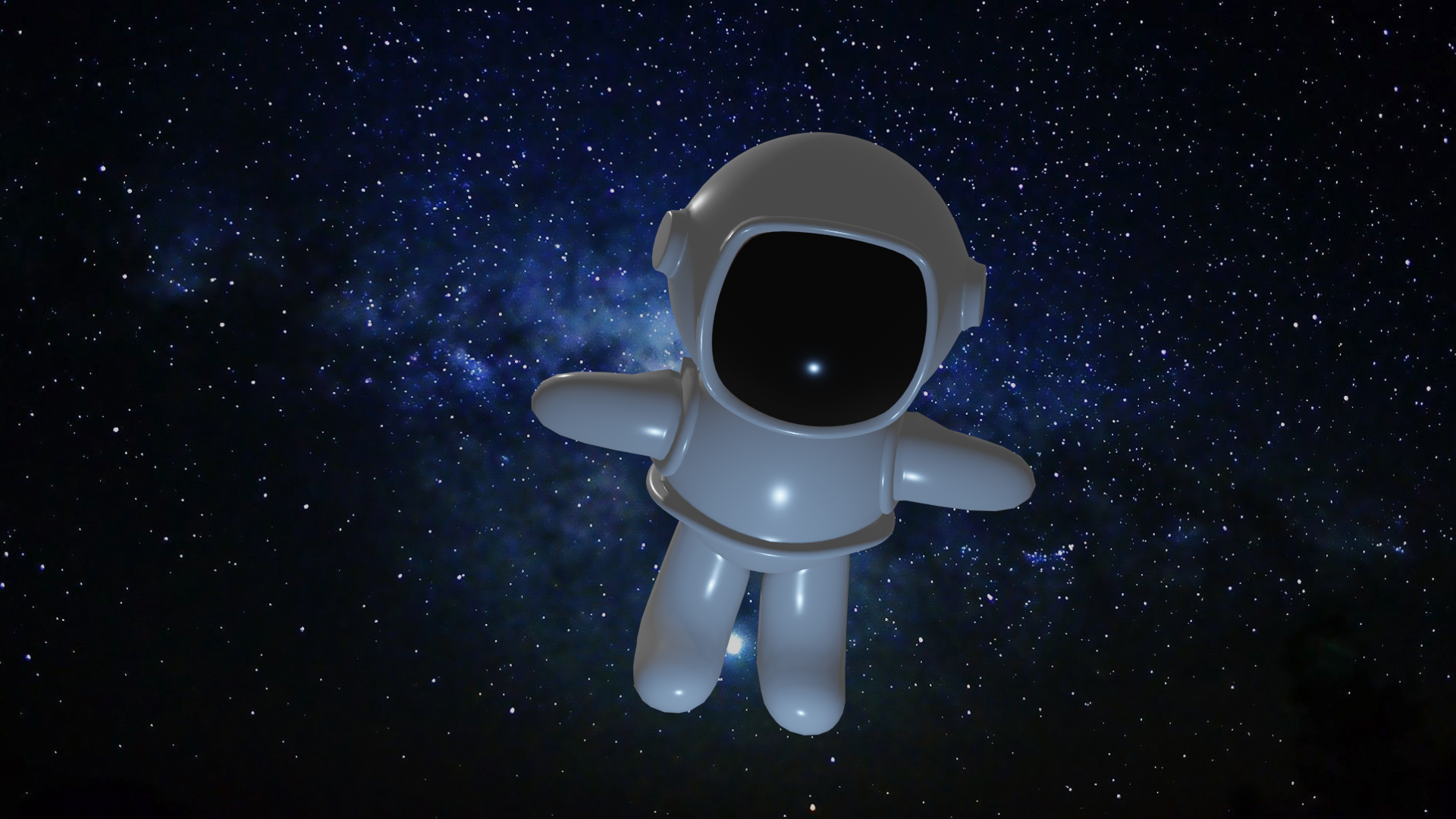 Lost in the cosmic embrace of a blue galaxy, a lone spaceman navigates the vast unknown. ππ«