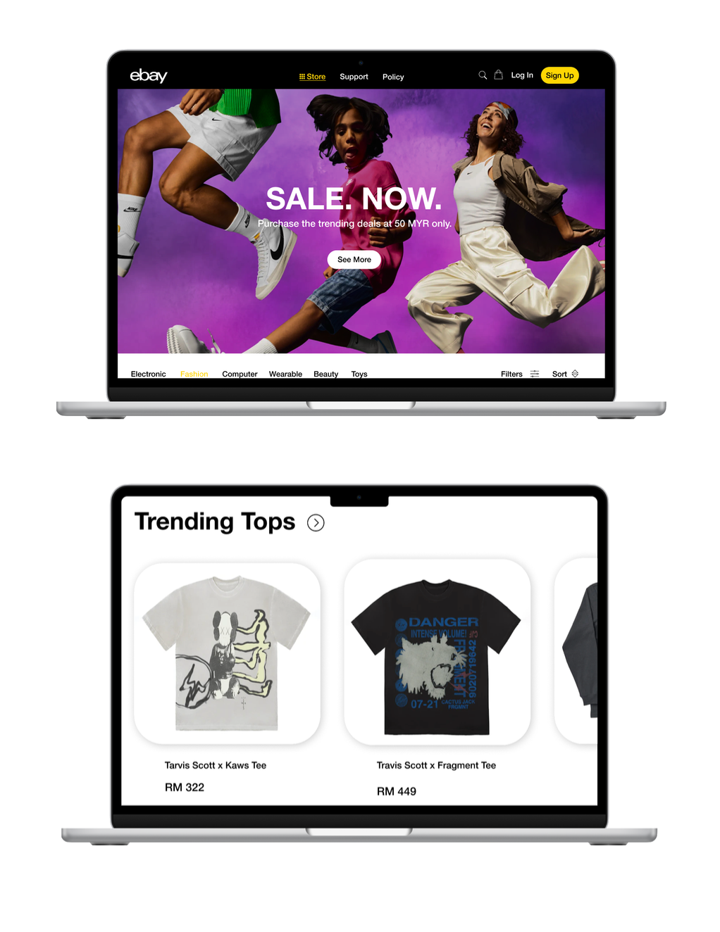 Digital Commerce Elevated: Explore the next evolution of eBay with this laptop mockup, featuring a thoughtfully redesigned interface. Seamlessly blending style and functionality for an enhanced online shopping experience. πΌποΈ