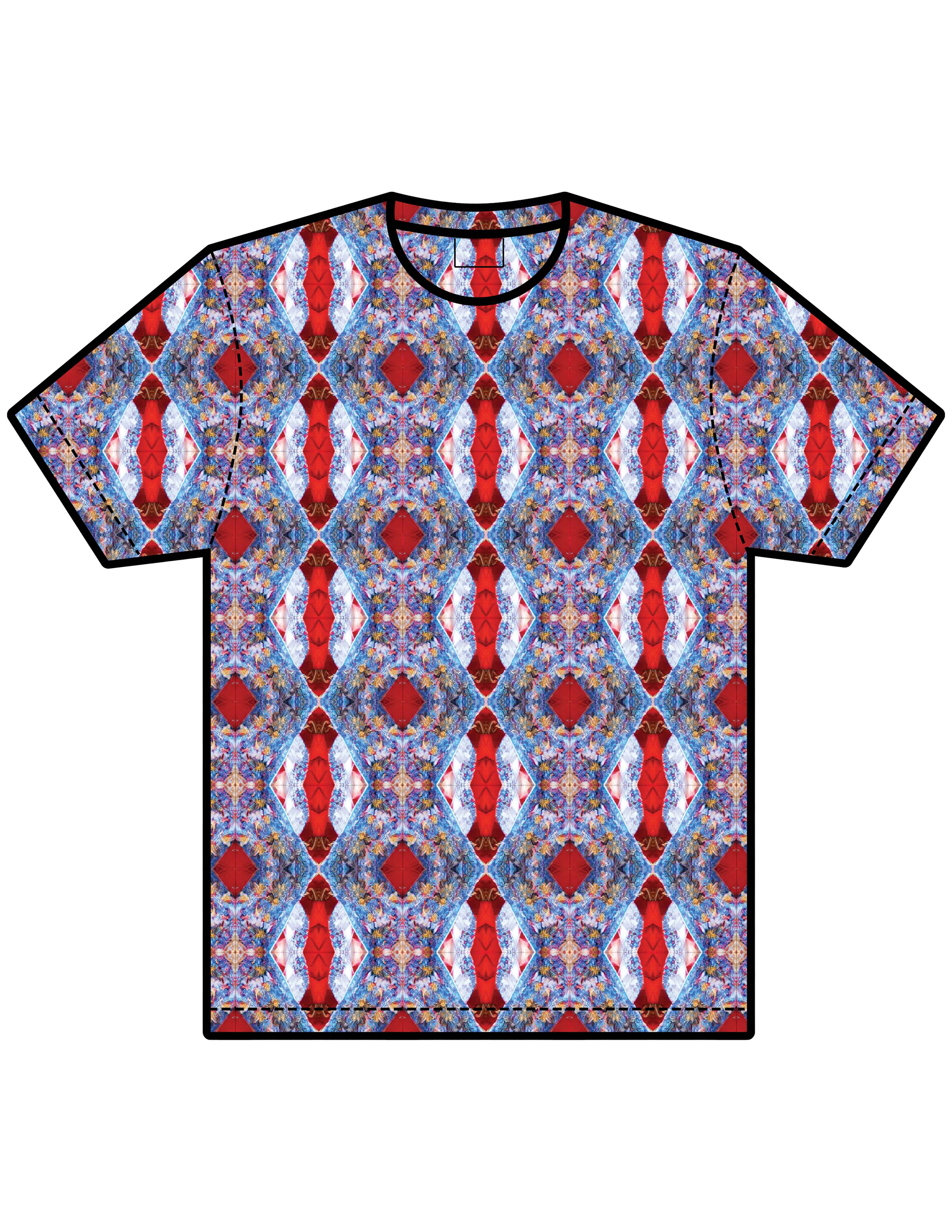 S#0011 "WOUNDGARB" mock-up on shirt. Design created by Noah Velez.