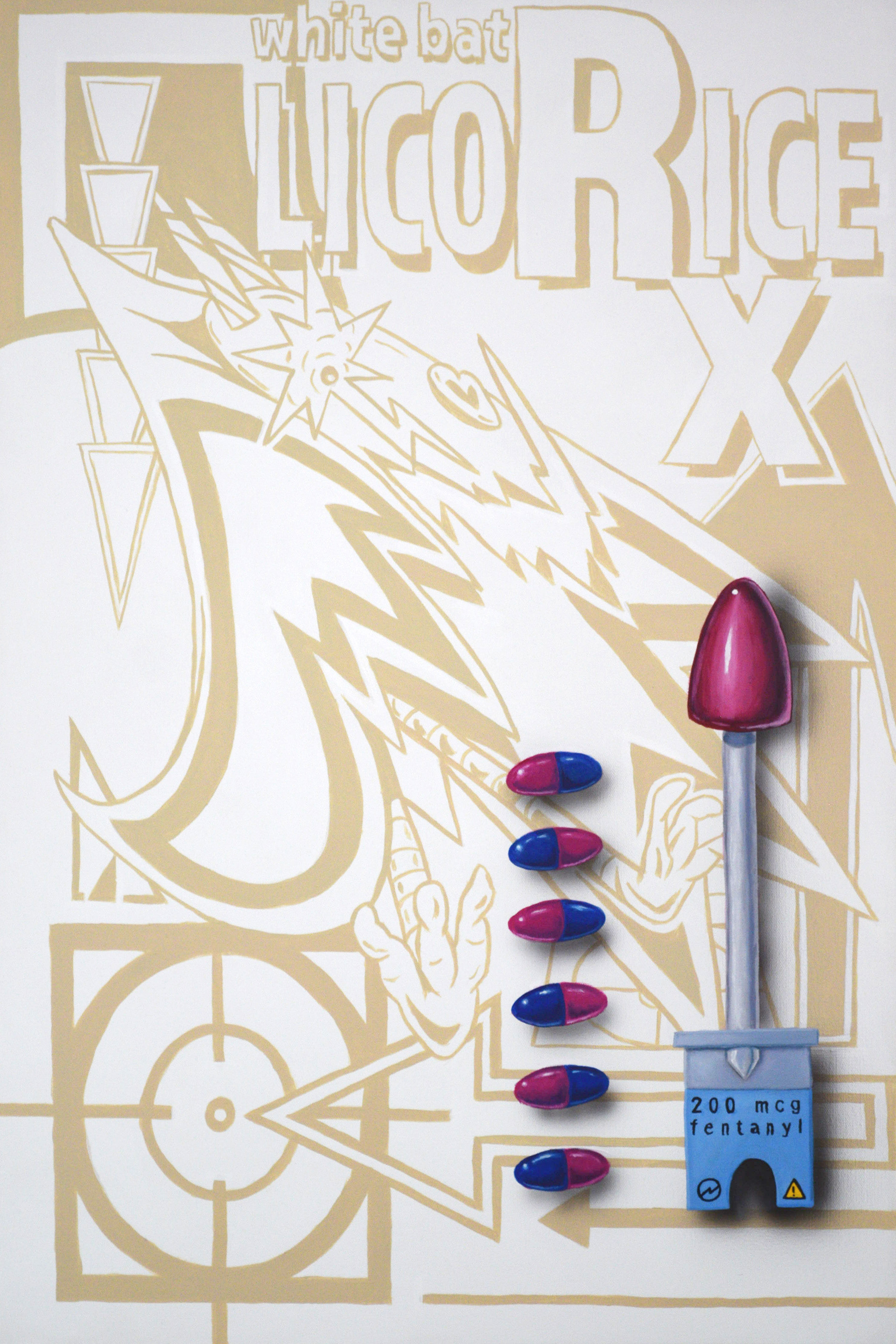 "White Bat Licorice" Graphic Design on Canvas