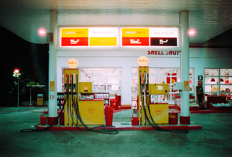 Retro gas station The pumps Athens,November 2021 Cinestill t800 Nikon f301