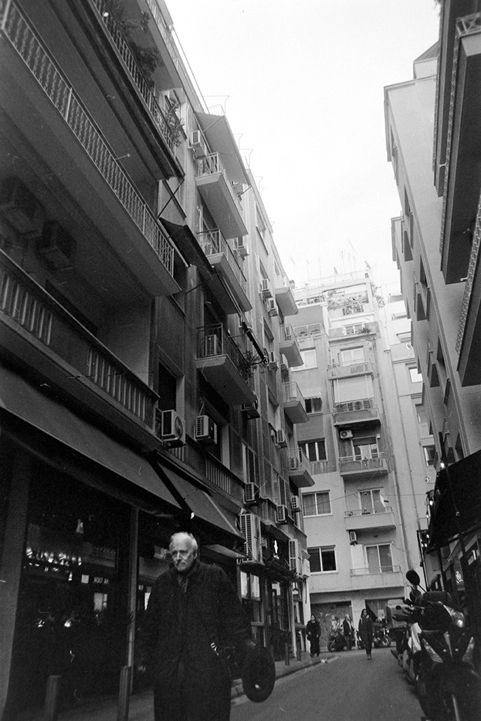 Strange little day,walk in the city,Athens,Feb.2023 With film Fomapan 400 b&w Nikon f301