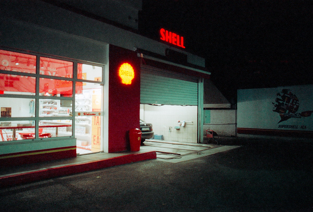 Retro gas station, the carwash Athens,November 2021 Cinestill t800 Nikon f301