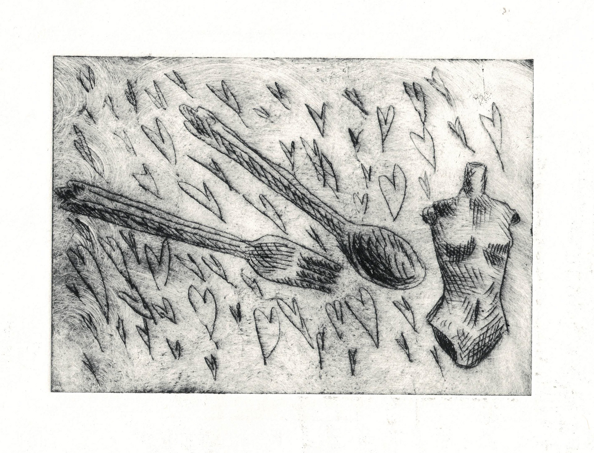 Barbie part drypoint