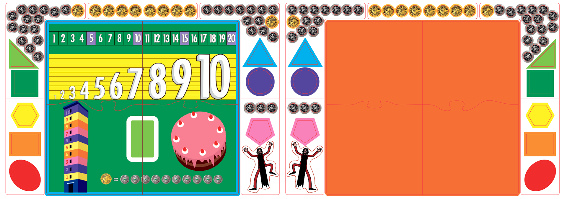 Gameboard with accompanying parts