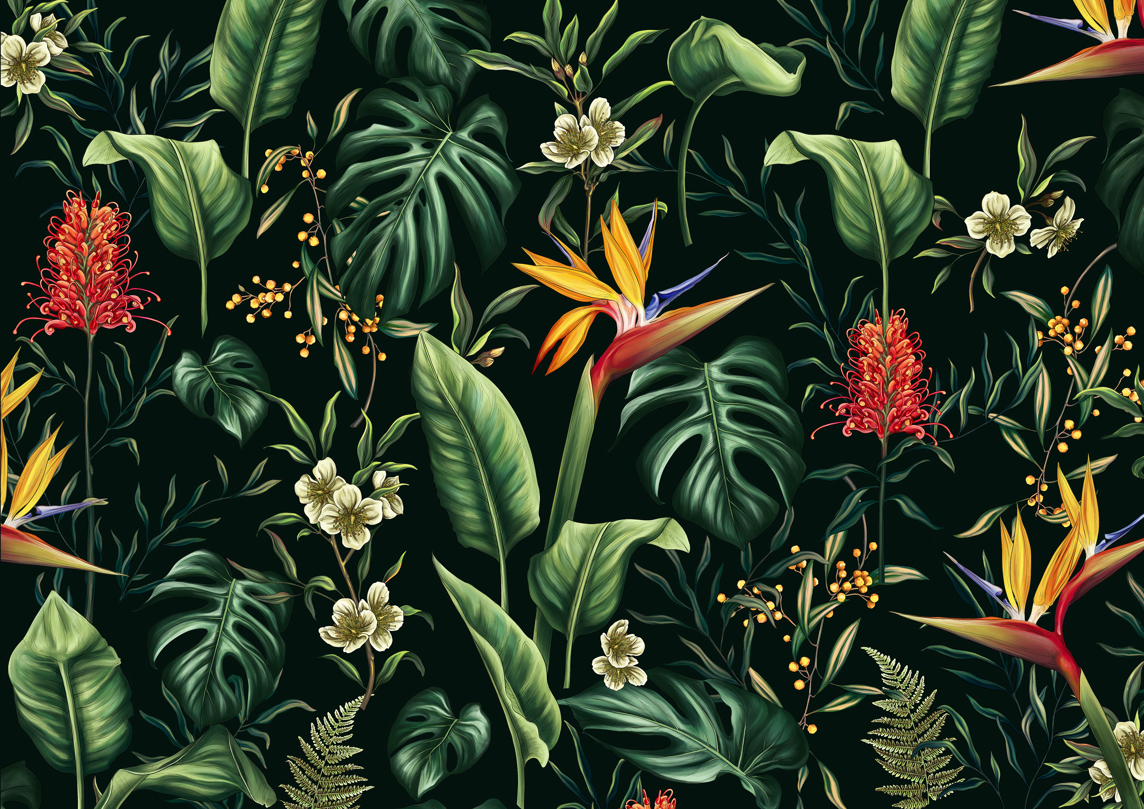 Custom botanical design featuring rich greenery and delicate floral details for branding.