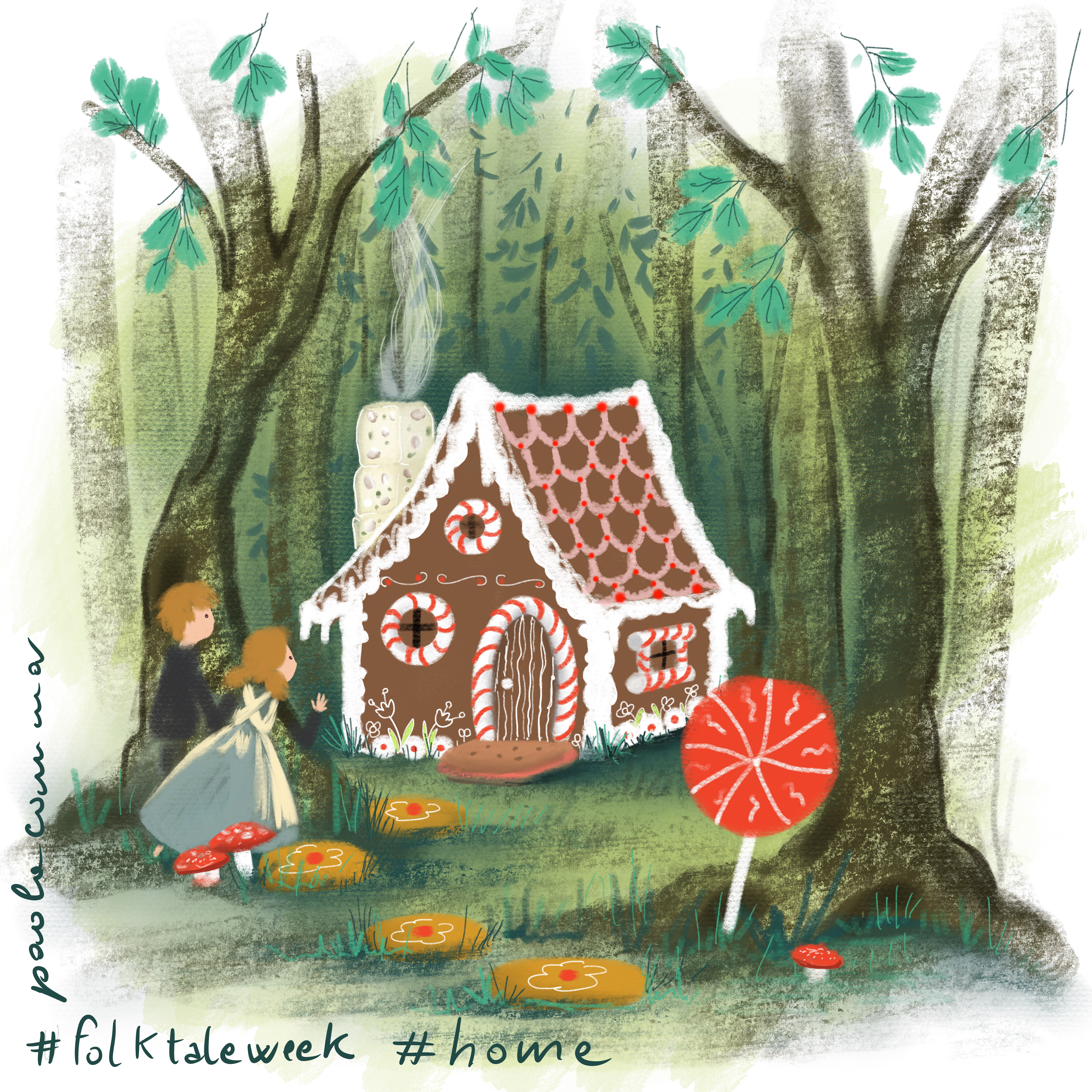 Folktaleweek2019 day 1 For this first day I choose the house of the hansel and gretel witch. When I saw "home" in the prompt list I immediately thought to the house made of sweets in this story