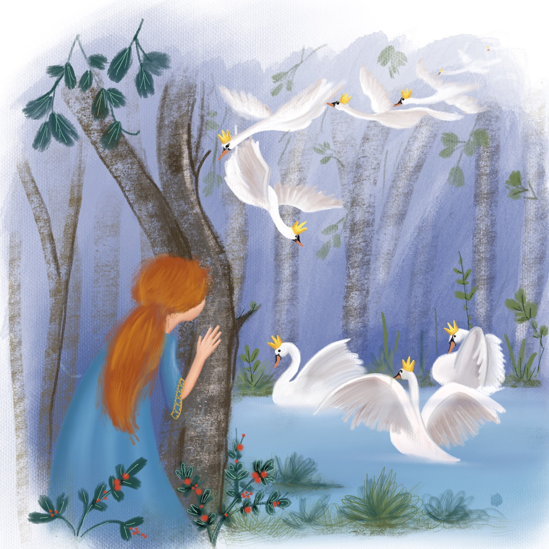 Folktaleweek2019 day 7 Crown Folktaleweek And here we are! it’s the last day of this funny and inspiring #folktaleweek Today I choose a classic from Andersen “the wild swans” It’s the moment during Elisa finds her brothers “... eleven swans with golden crowns settled close to her...”