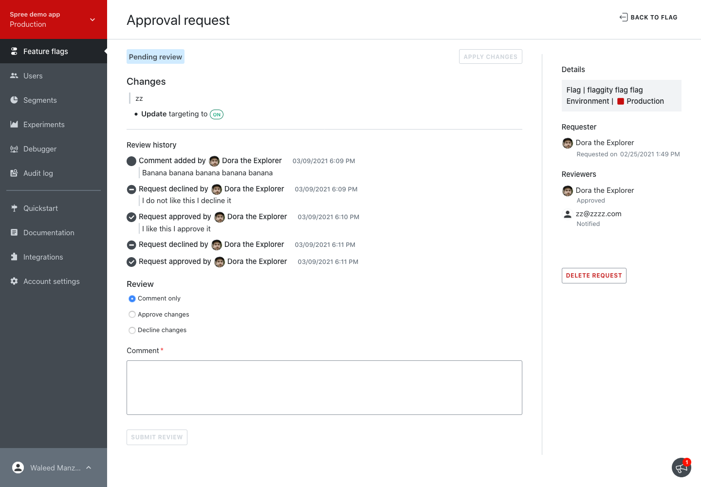 Old Approval Request page