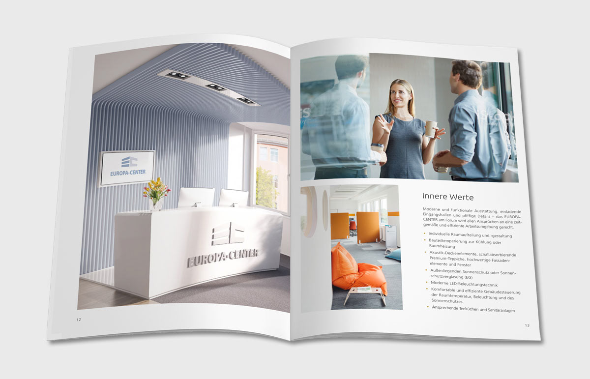 Broschüre, Innenseiten, Immobilienunternehmen, Design, Grafik, Konzeptentwicklung, Hamburg