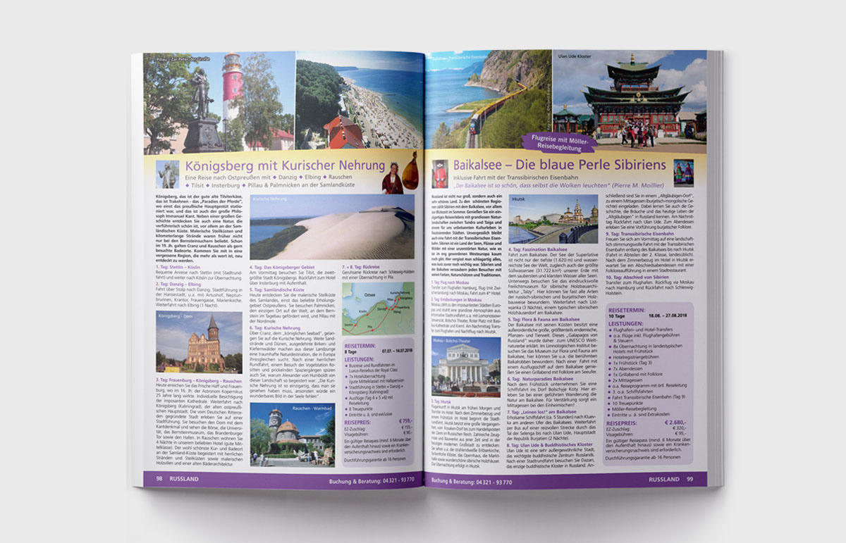 Katalog, Reiseunternehmen, Design, Grafik, Hamburg, Innenseiten