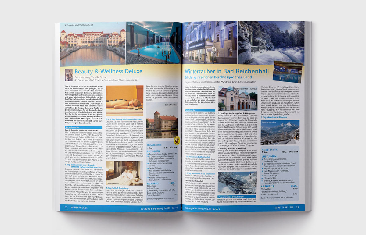 Katalog, Reiseunternehmen, Design, Grafik, Hamburg, Innenseiten