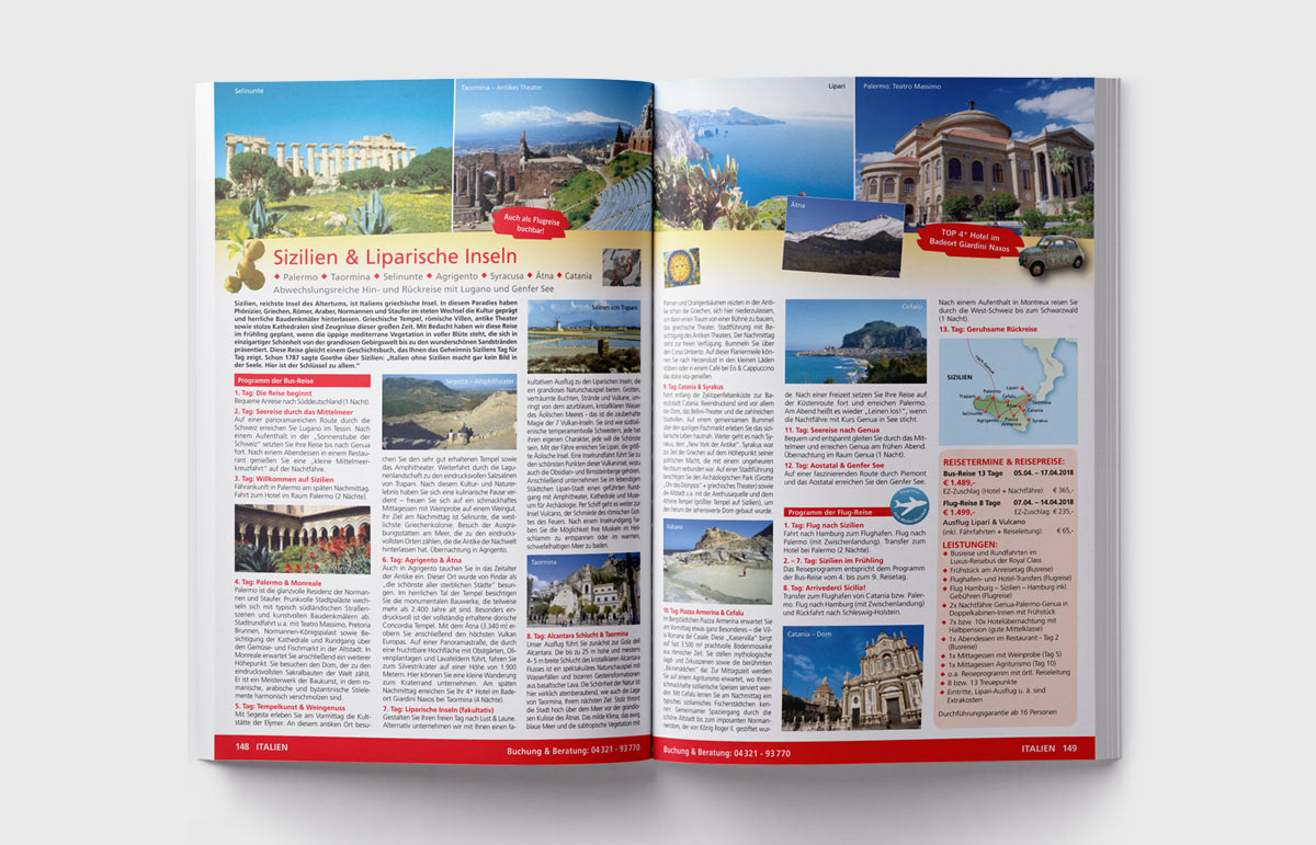 Katalog, Reiseunternehmen, Design, Grafik, Hamburg, Innenseiten