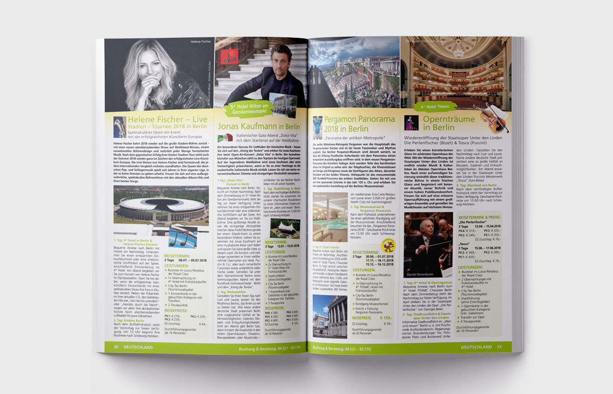 Katalog, Reiseunternehmen, Design, Grafik, Hamburg, Innenseiten
