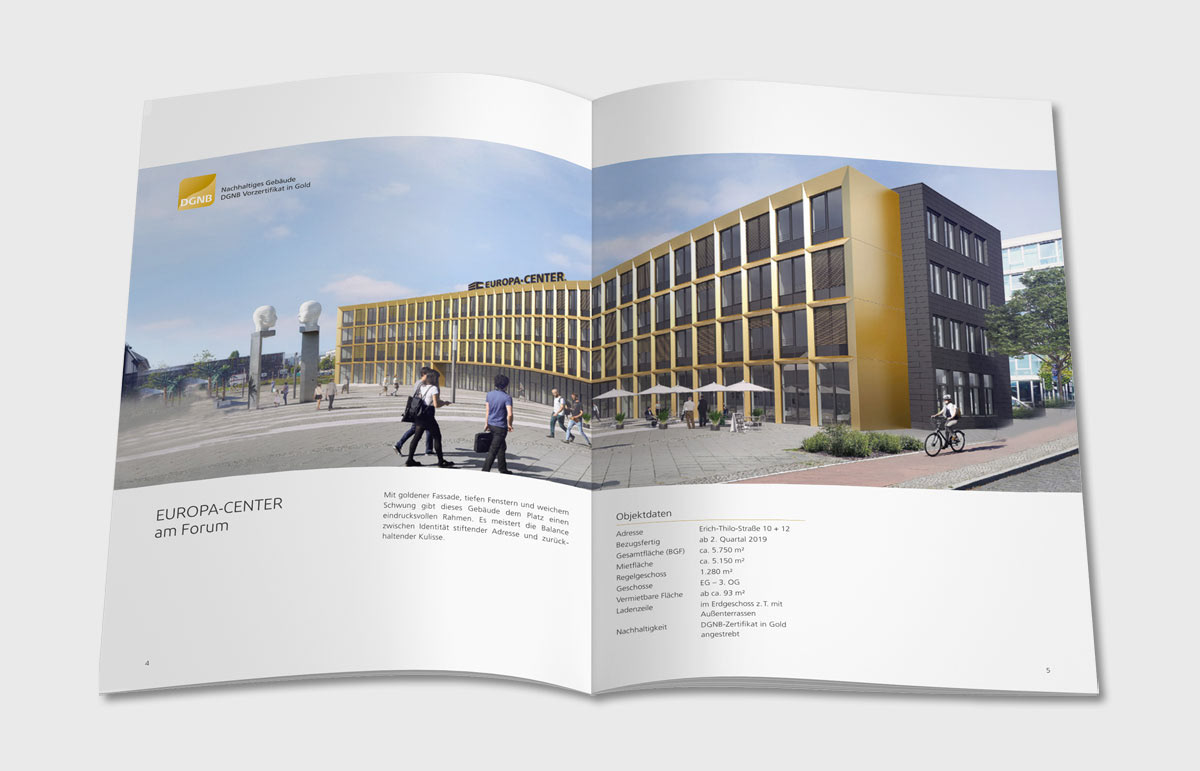 Broschüre, Innenseiten, Immobilienunternehmen, Design, Grafik, Konzeptentwicklung, Hamburg