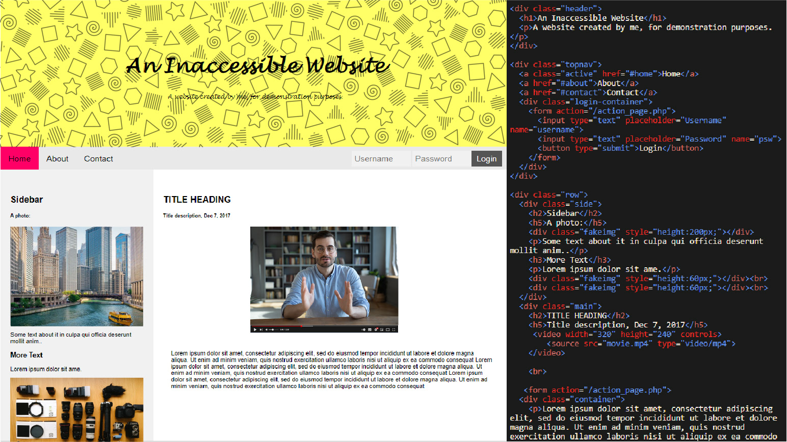 Coded an inaccessible website