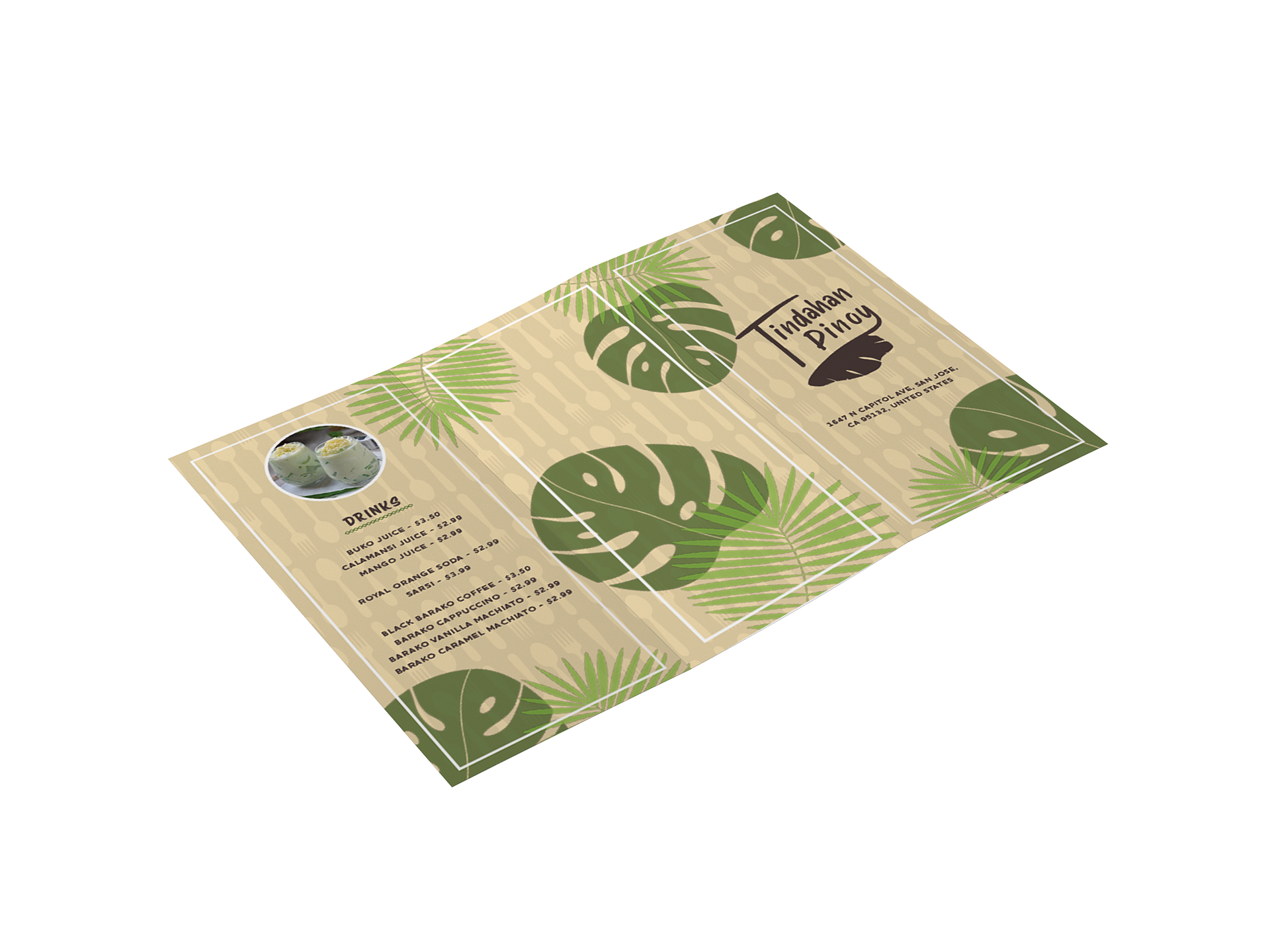 Trifold menu front