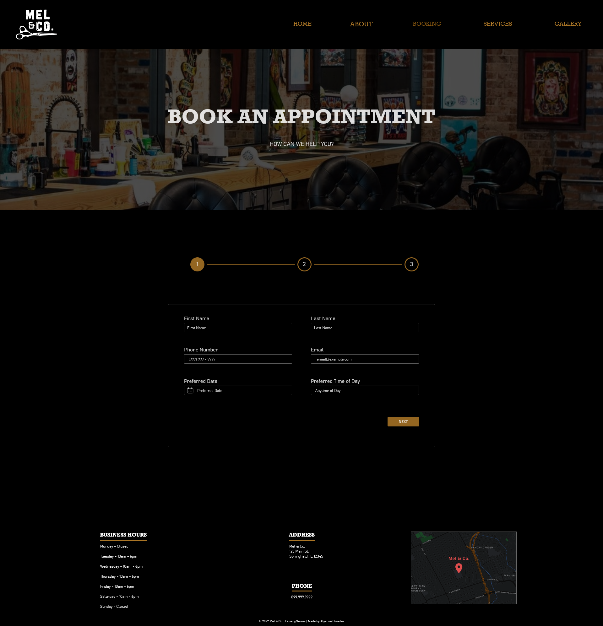 "Booking" page