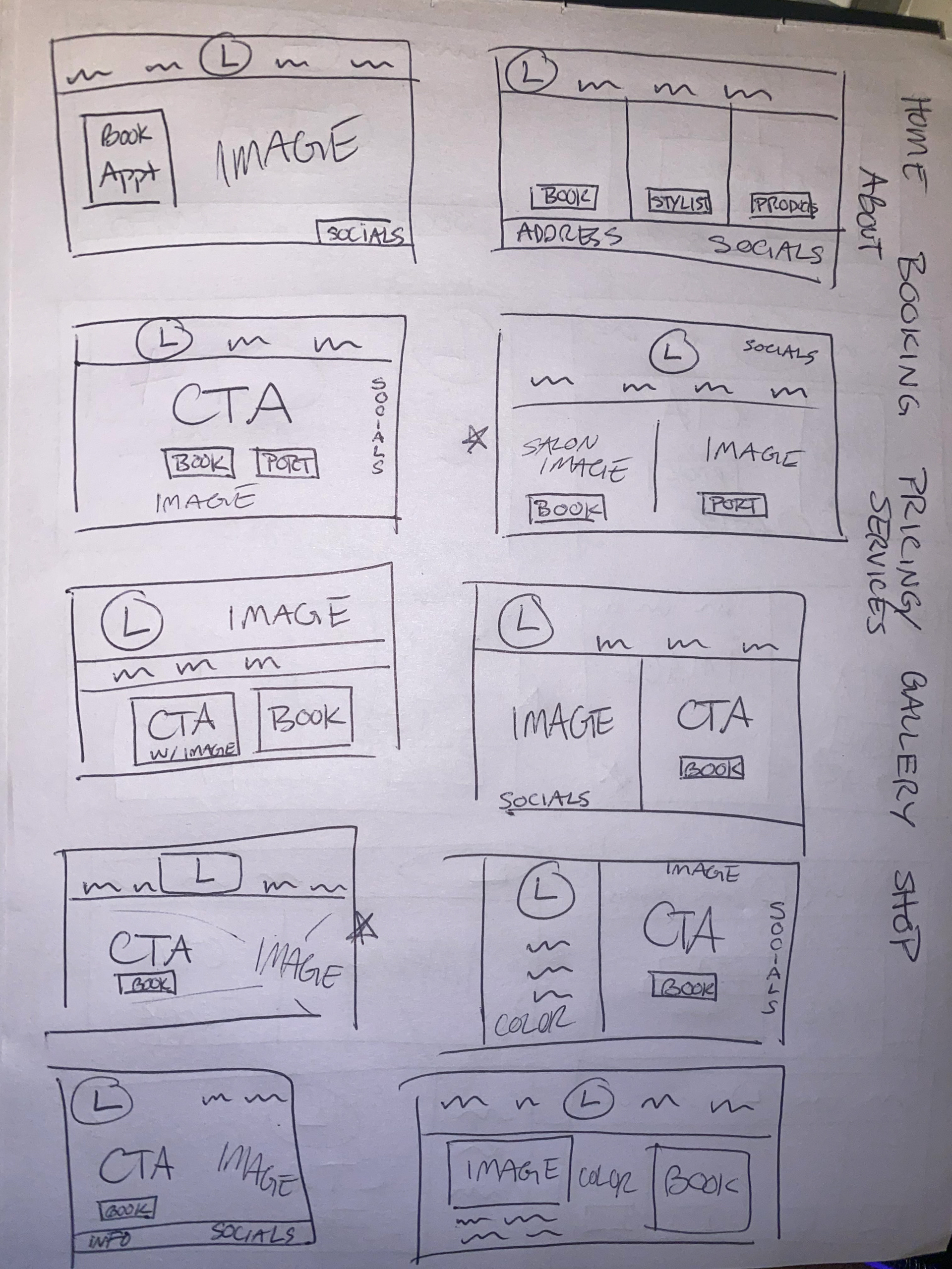 Landing page ideations