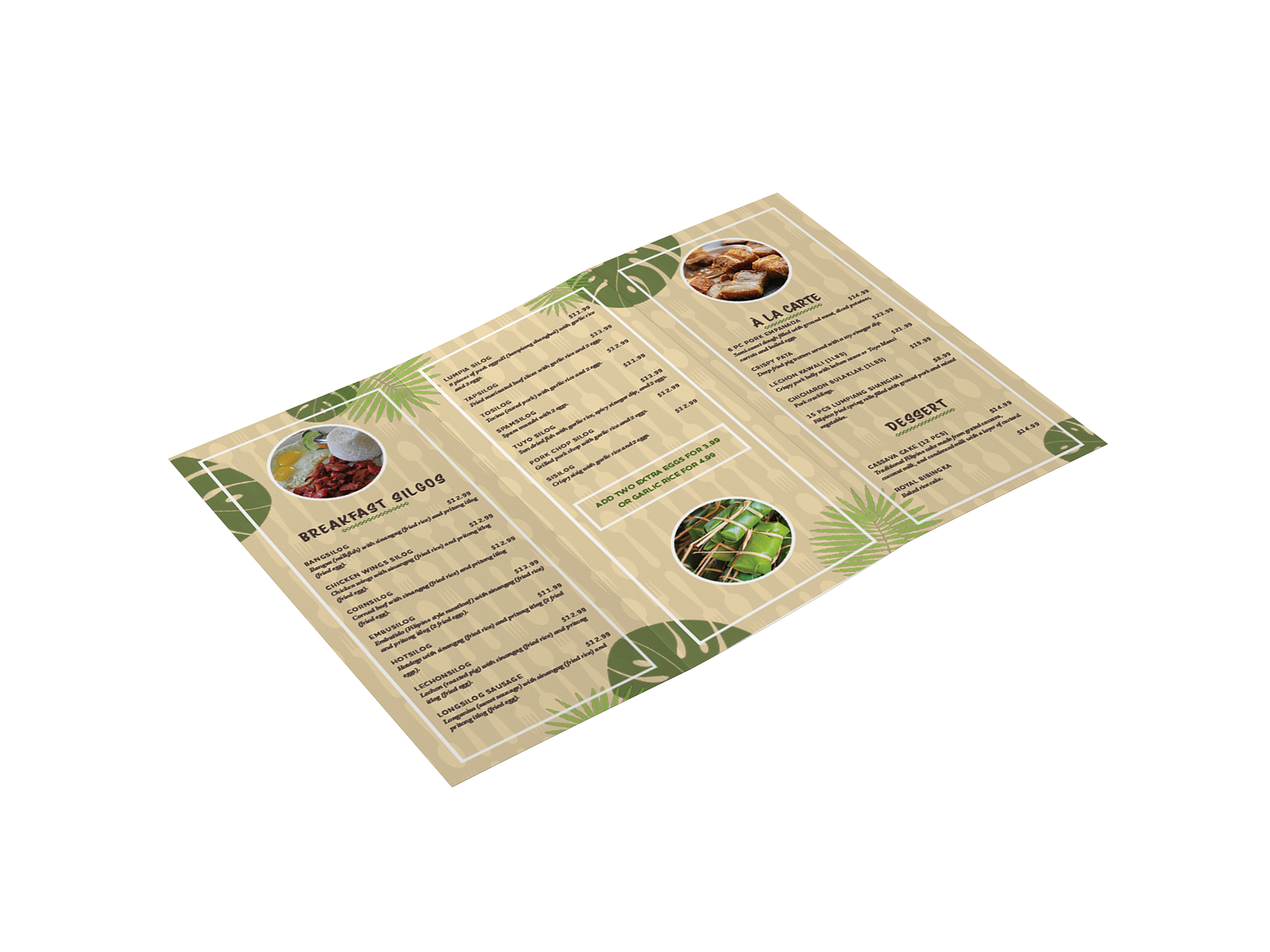 Trifold menu back
