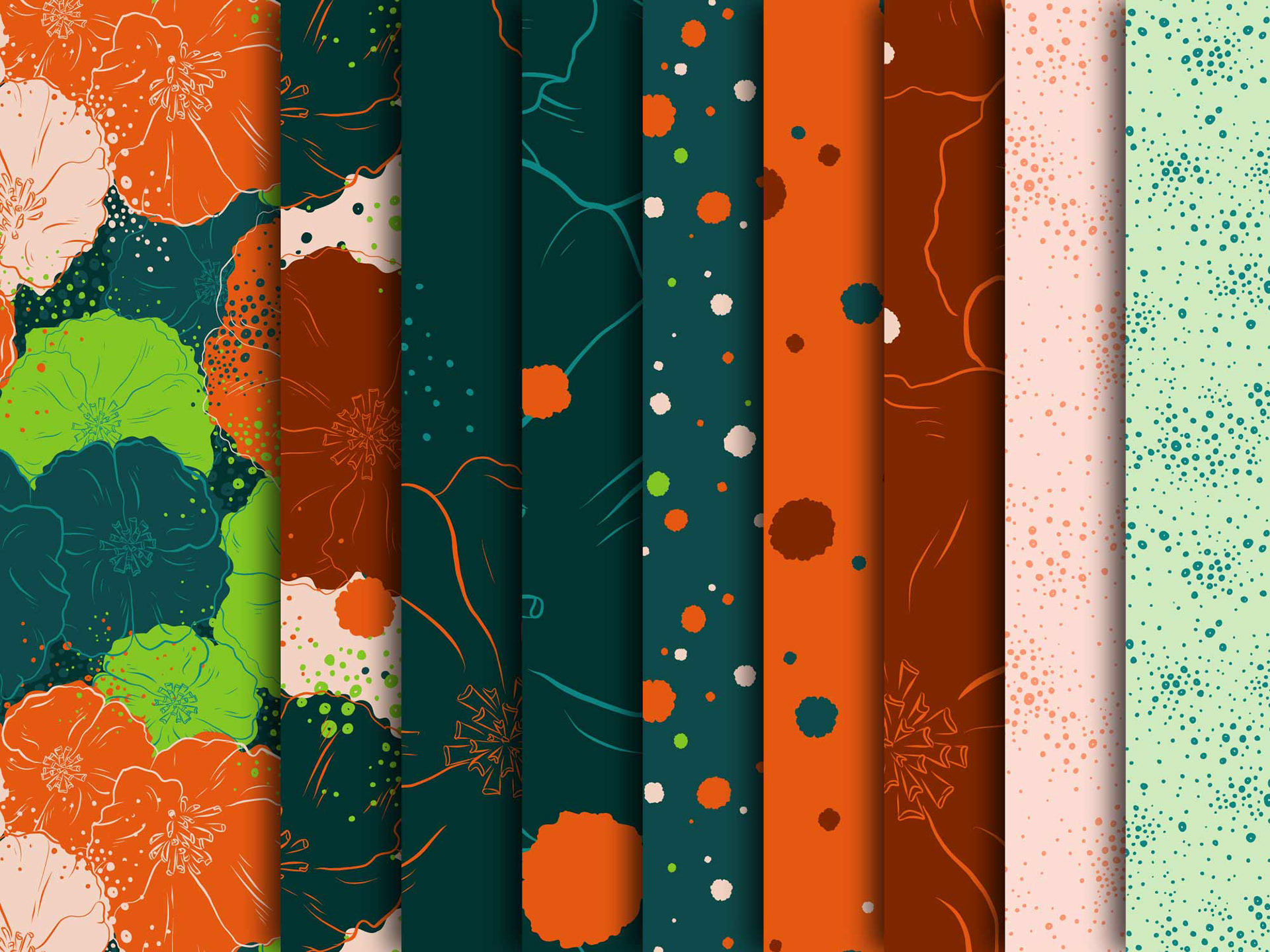 The Poppy Patch Collection has nine pattern designs.