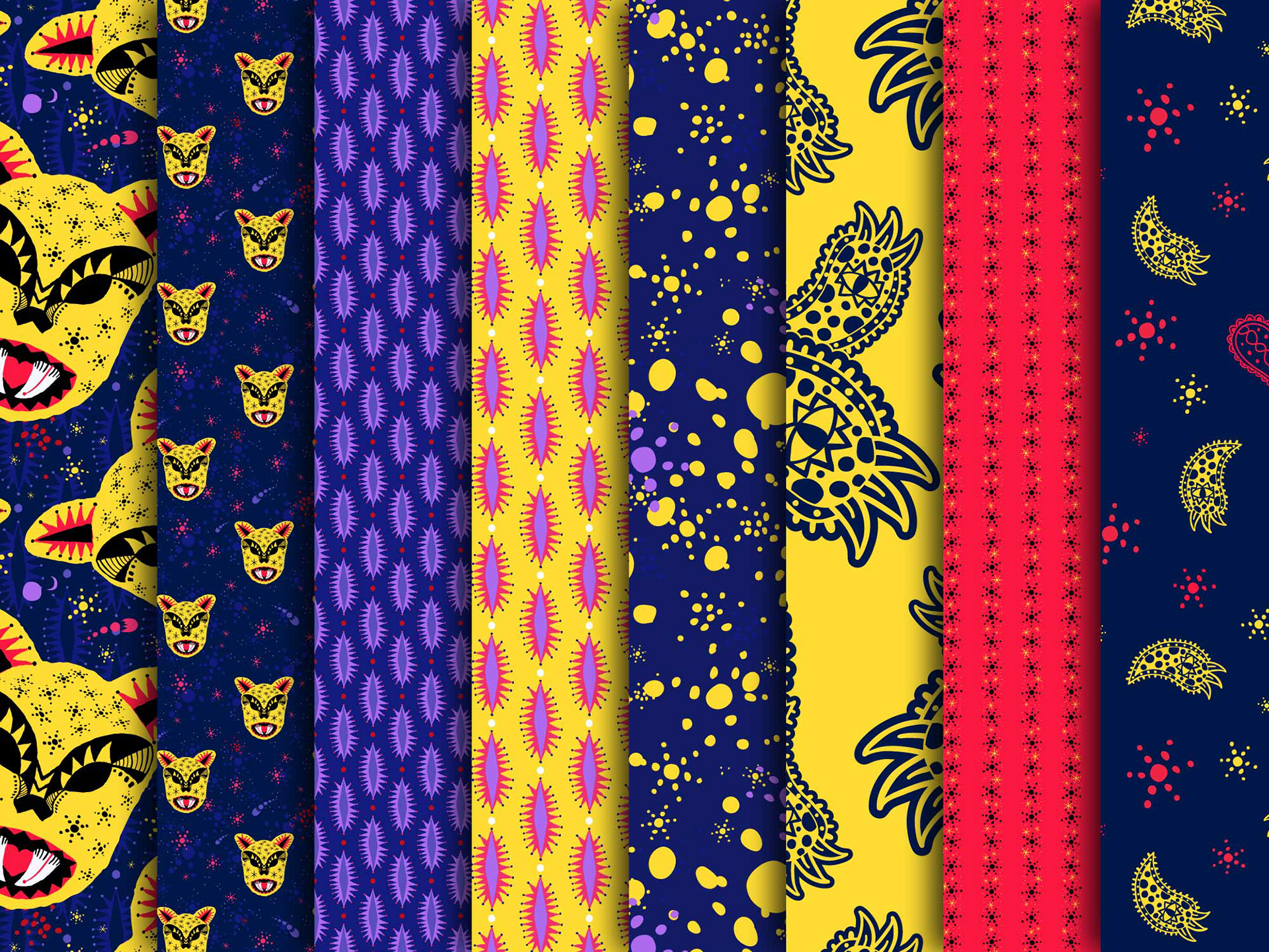 The Cosmic Jaguar Collection consists of eight pattern designs.