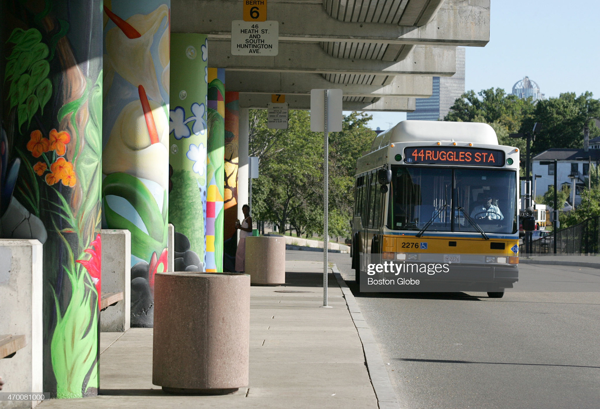 Figure 3. Murals ornamenting the colonnade at Jackson Square Station. (George Rizer/The Boston Globe via Getty Images)