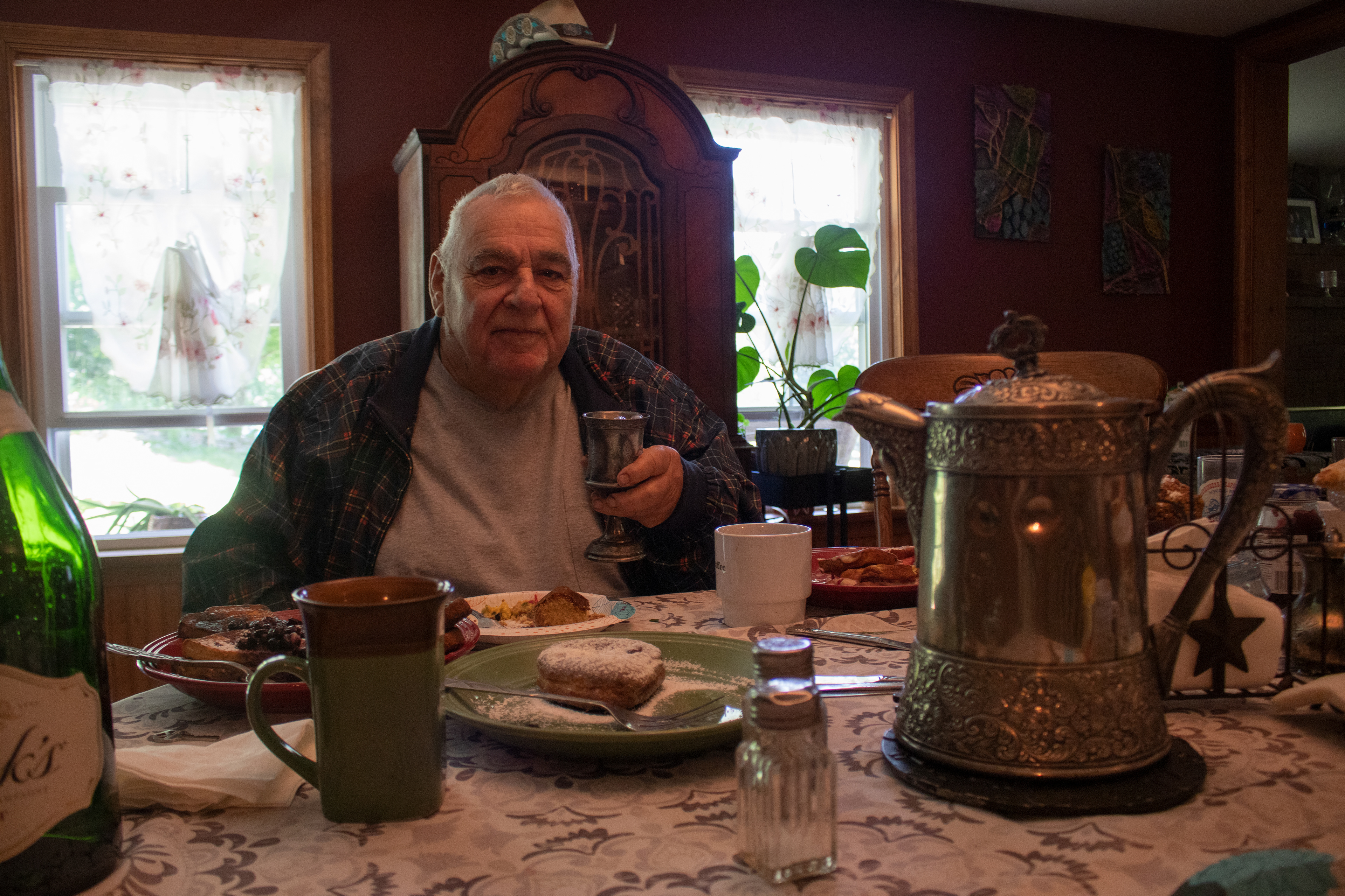 Papa and his prized silver that has traveled with our family for many generations. 