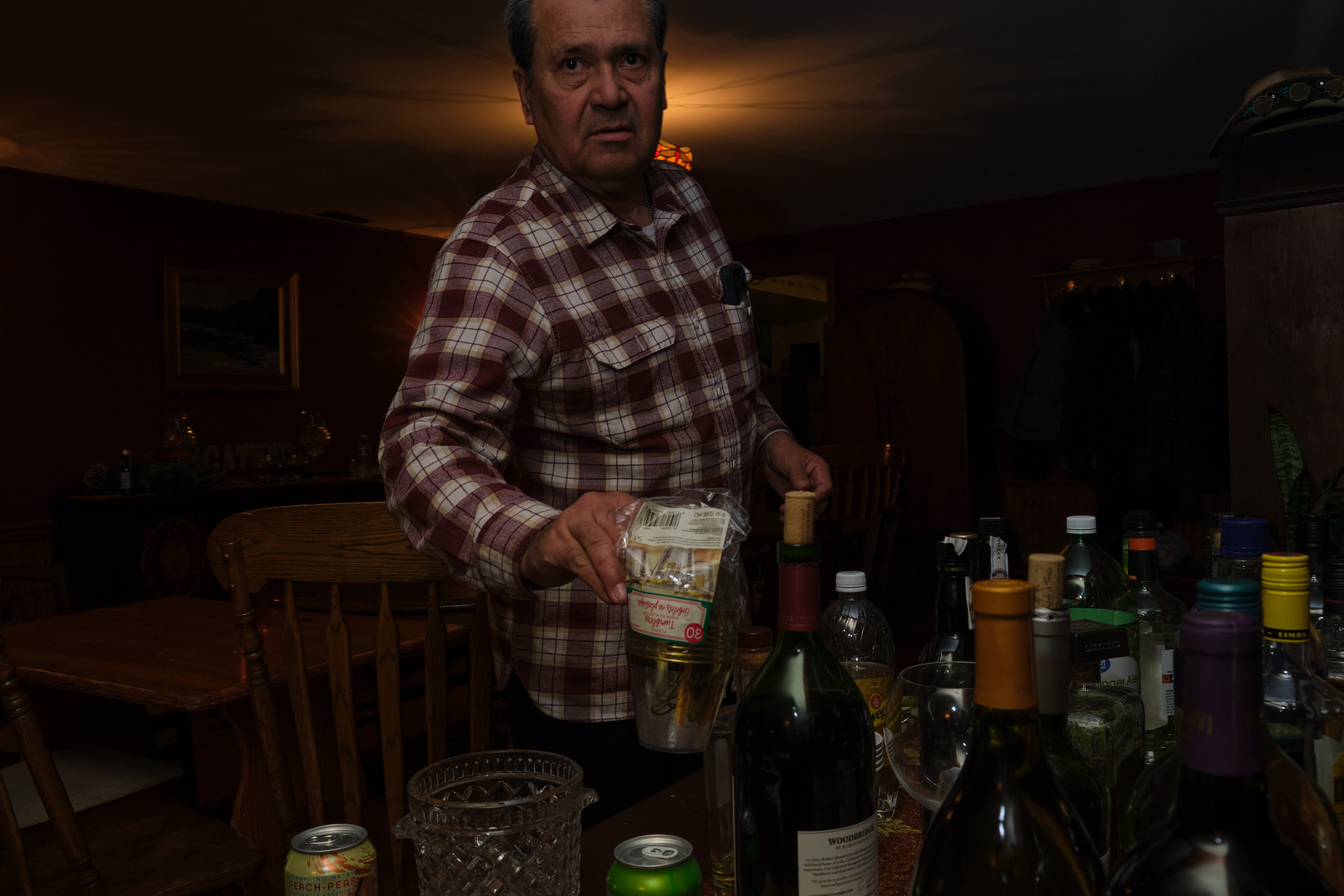 Uncle Julio is the honorary bartender. 