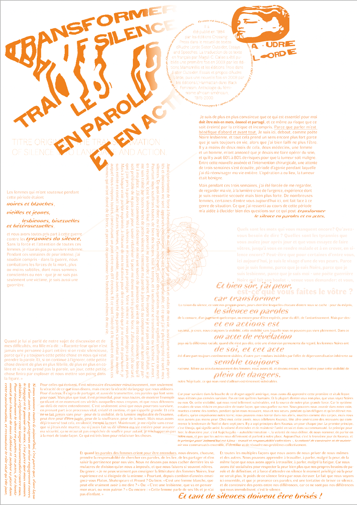 Texte: "Transformer le silence en paroles et en actes" par Audre Lorde