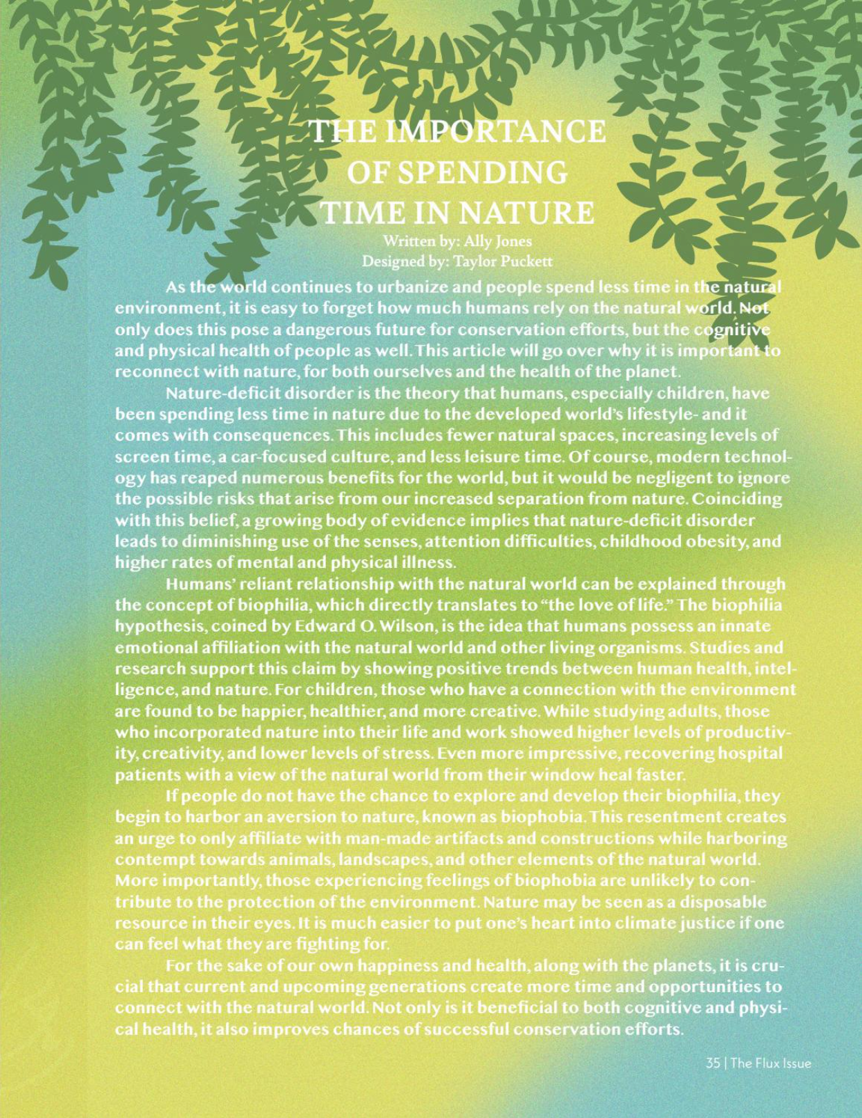 Article design published in Flair magazine, Issue No. 4, the Flux issue.