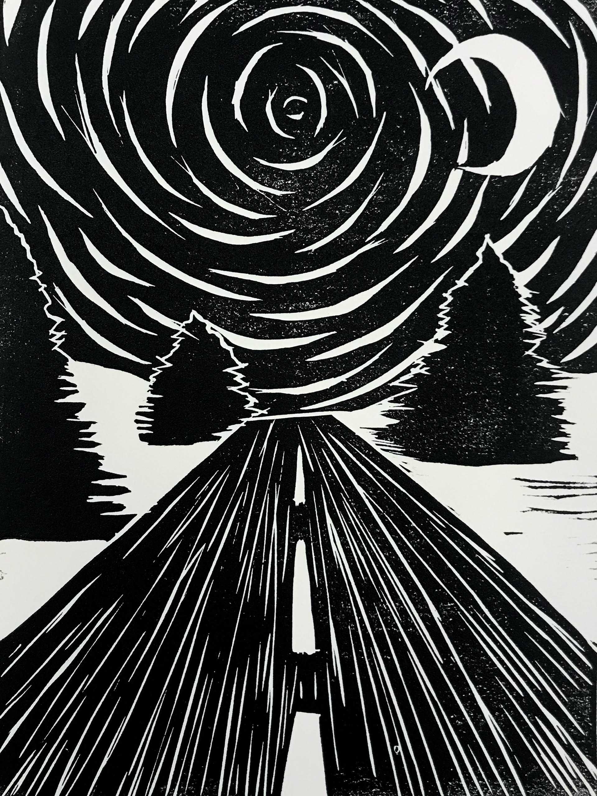Linoleum carved print 5x7 in