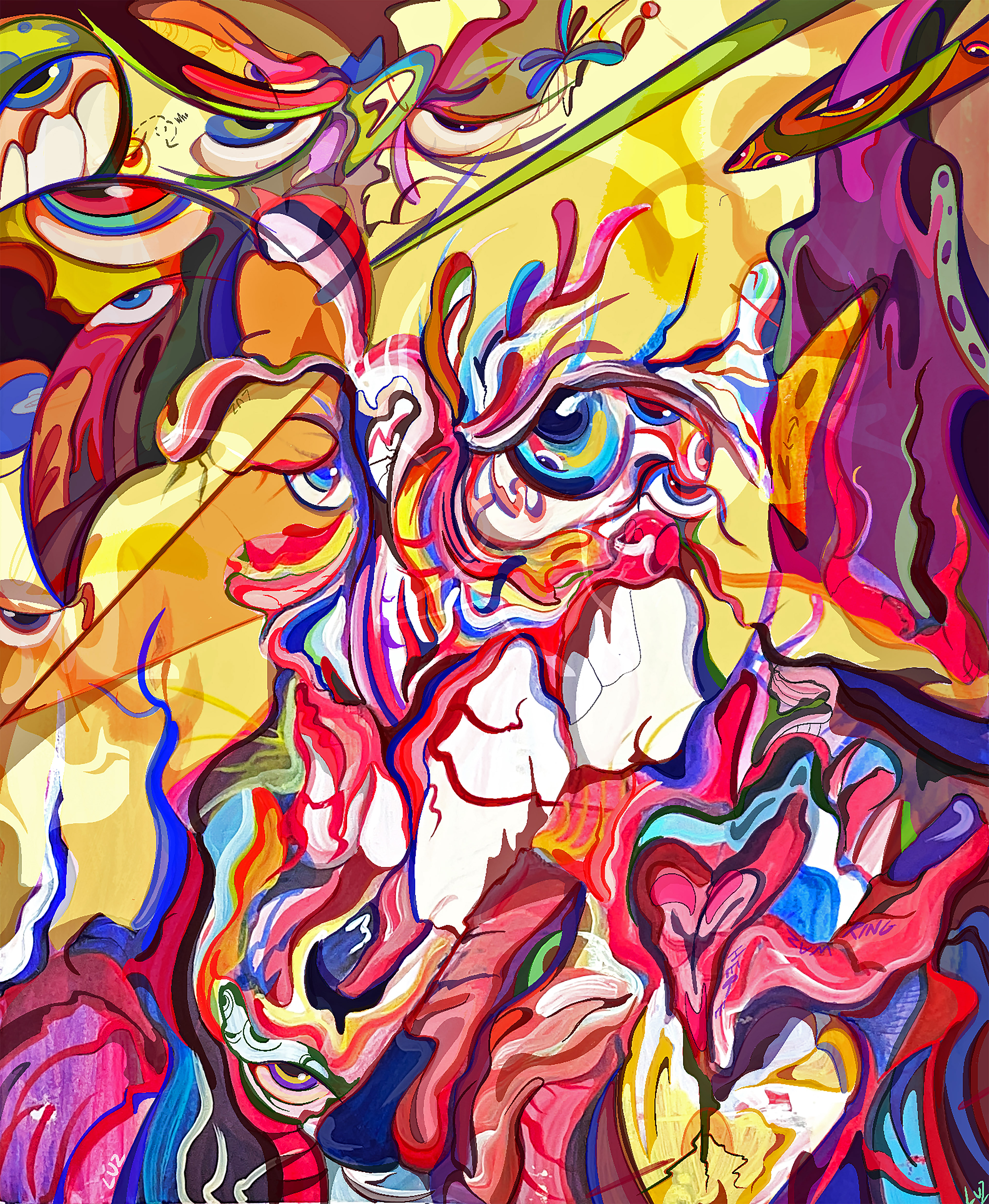 "scorned luvr" , 9 x 12, Acrylic & Digital Illustration