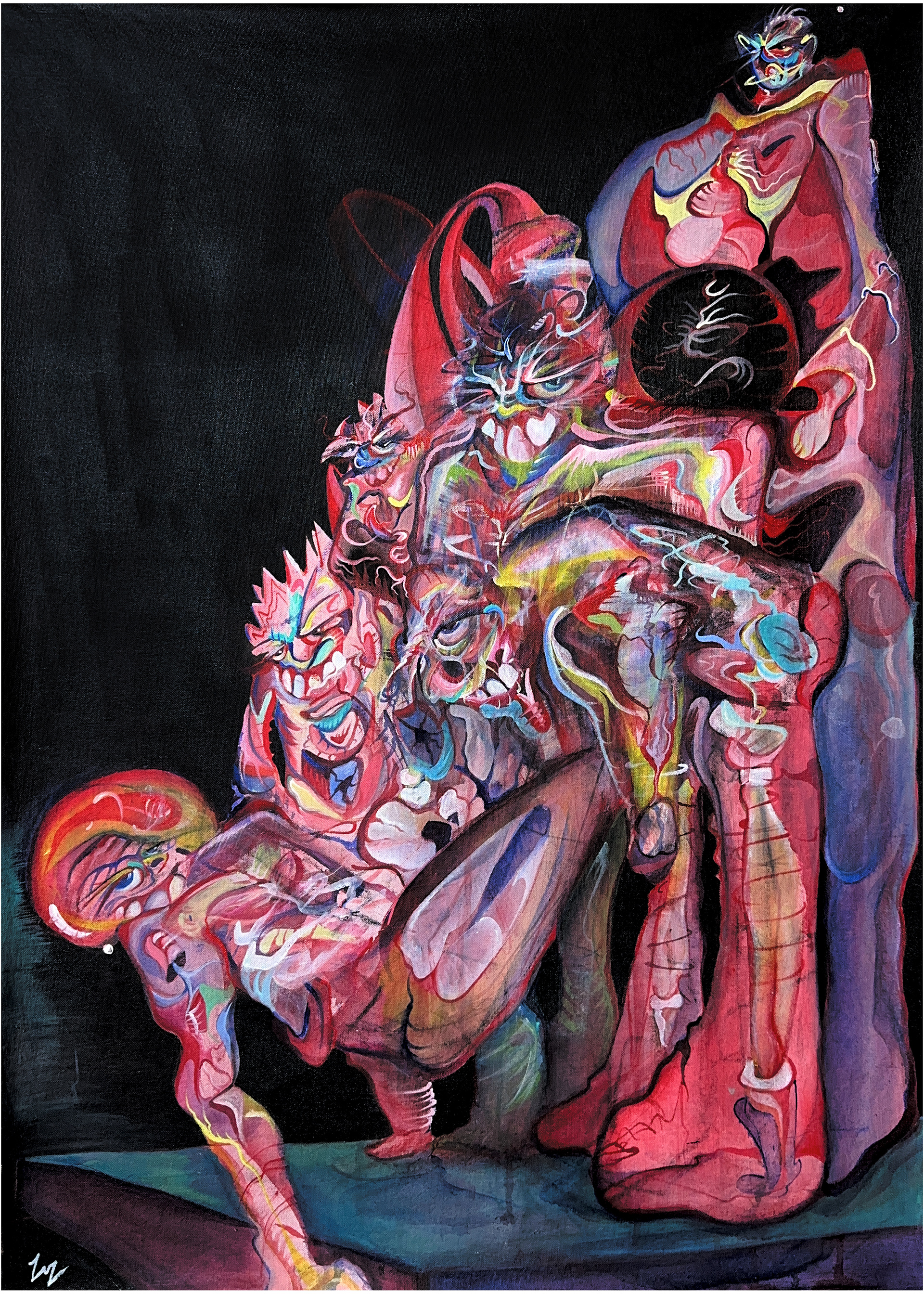 "Entombment" 24 x 30, Acrylic & Charcoal on Canvas. 2023 (SOLD)