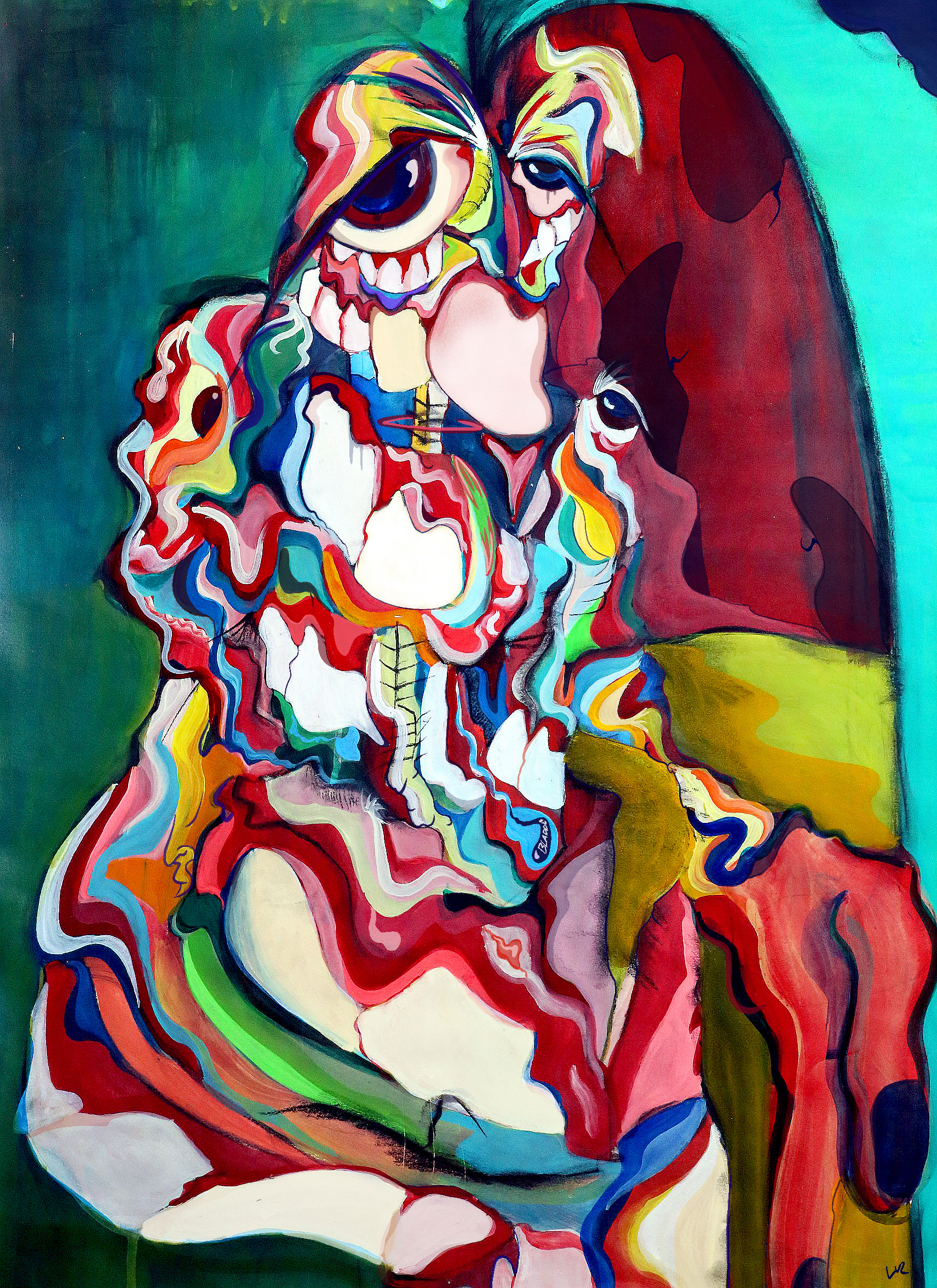 (SOLD) "Mourning Man" 18x24 in, Acrylic & Charcoal on Paper