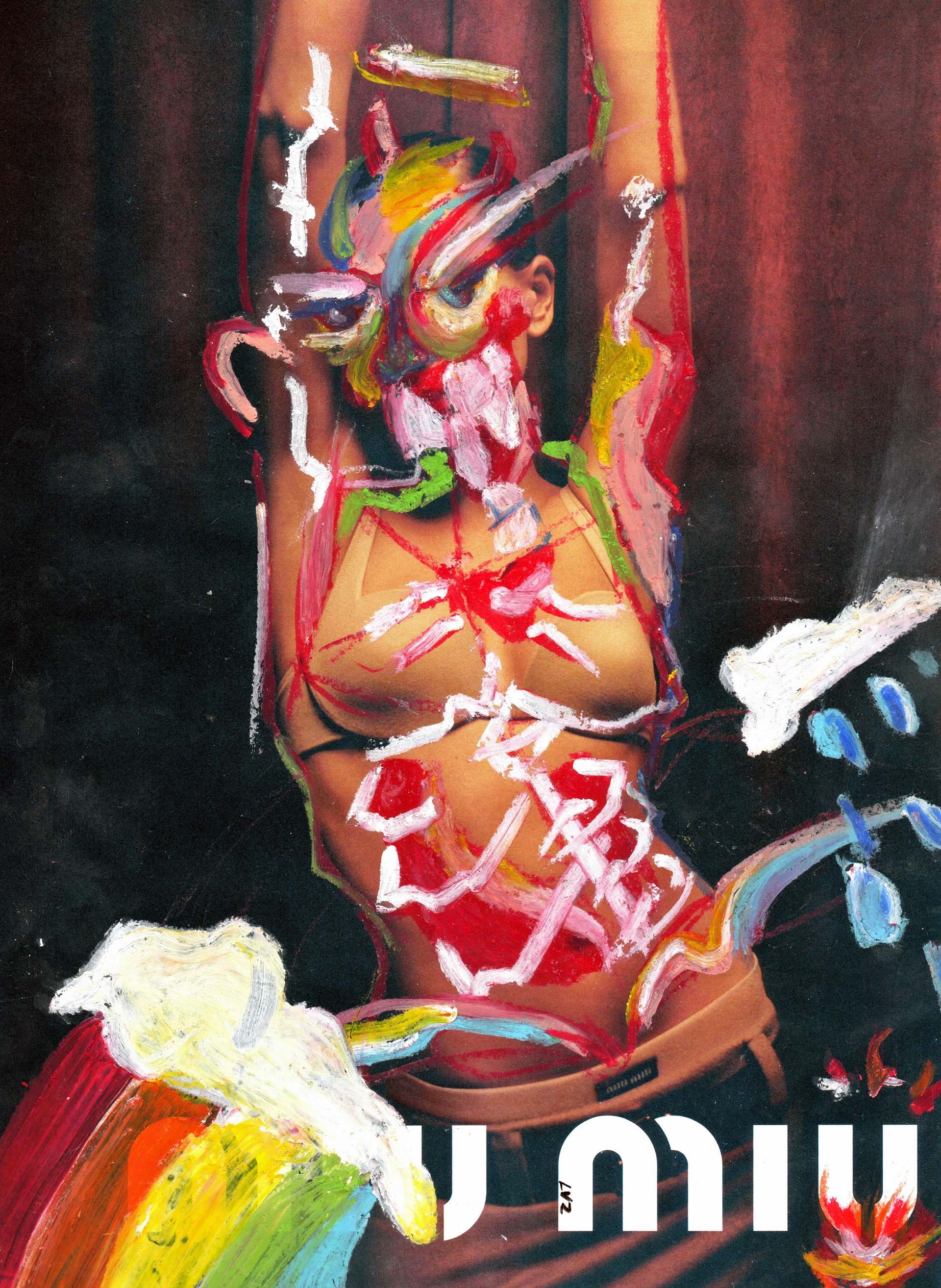 from "Vogue sketches" series, 9x12 Oil Pastel on Vogue Magazine